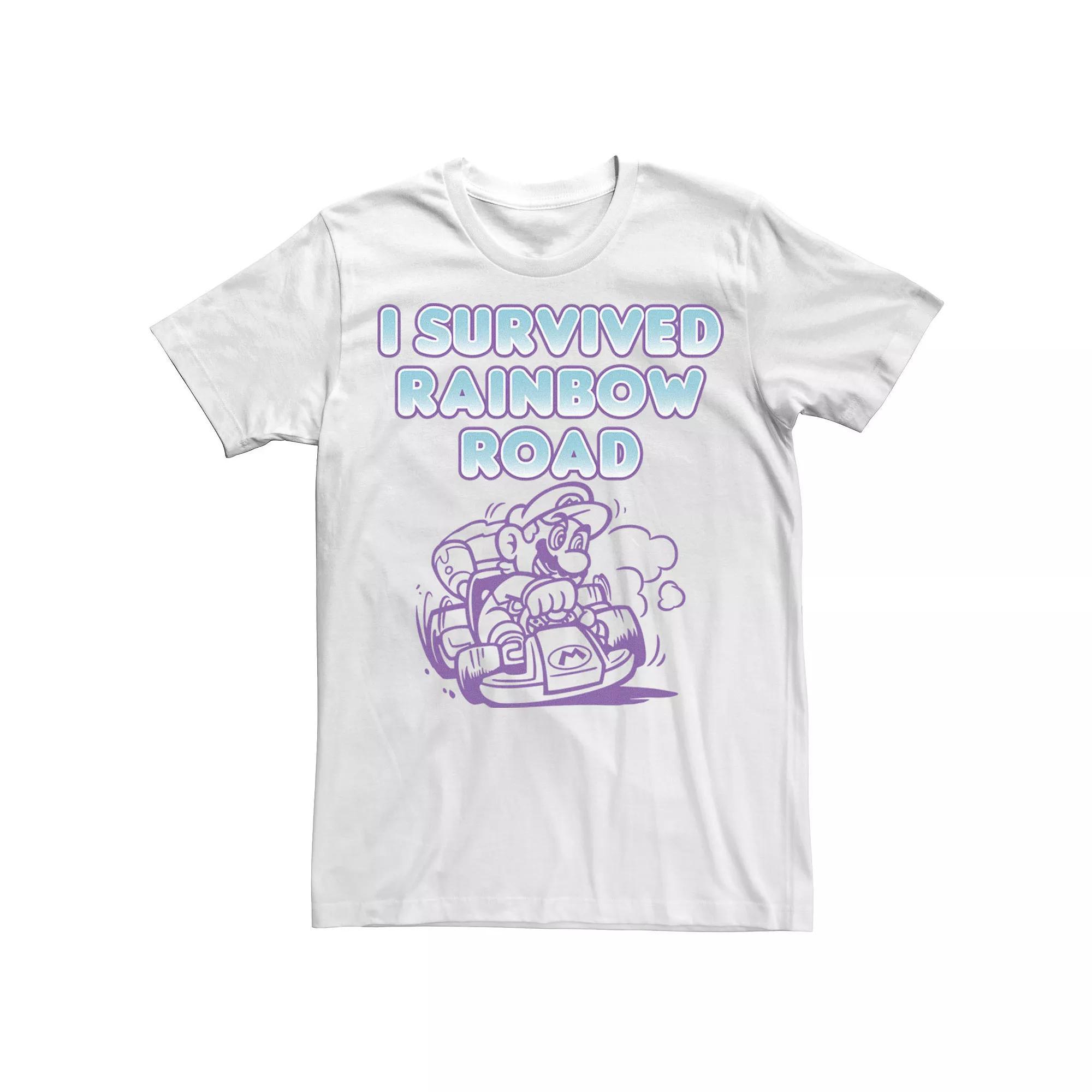 Men's Nintendo Mario Kart Survived Rainbow Road Tee, Size: XL, White Product Image