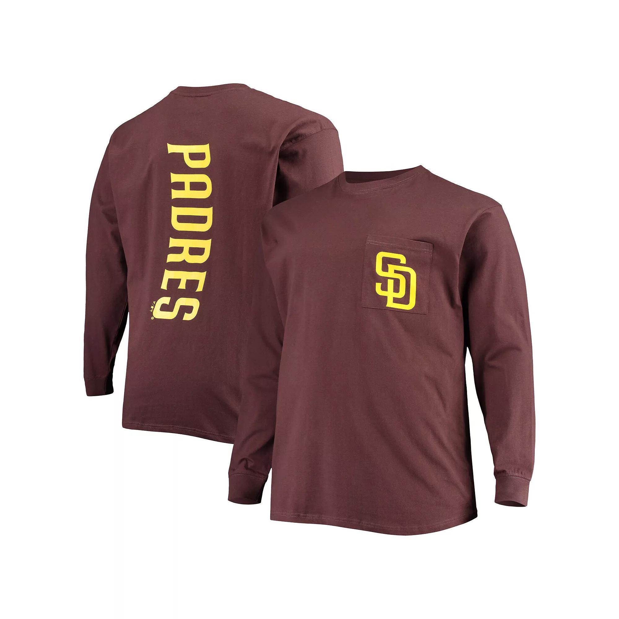 Men's Fanatics Branded Brown San Diego Padres Big & Tall Solid Back Hit Long Sleeve T-Shirt, Size: 5XB Product Image