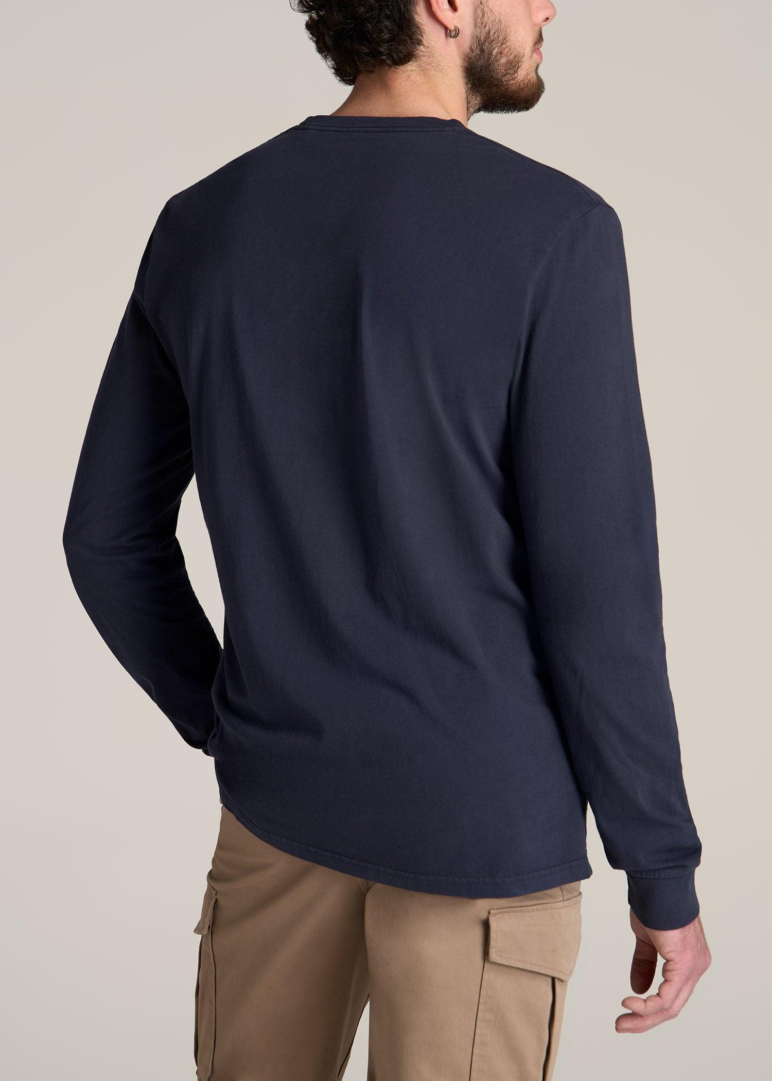 Garment Dyed Long Sleeve Pocket Tall Men's Tee in Evening Blue Product Image