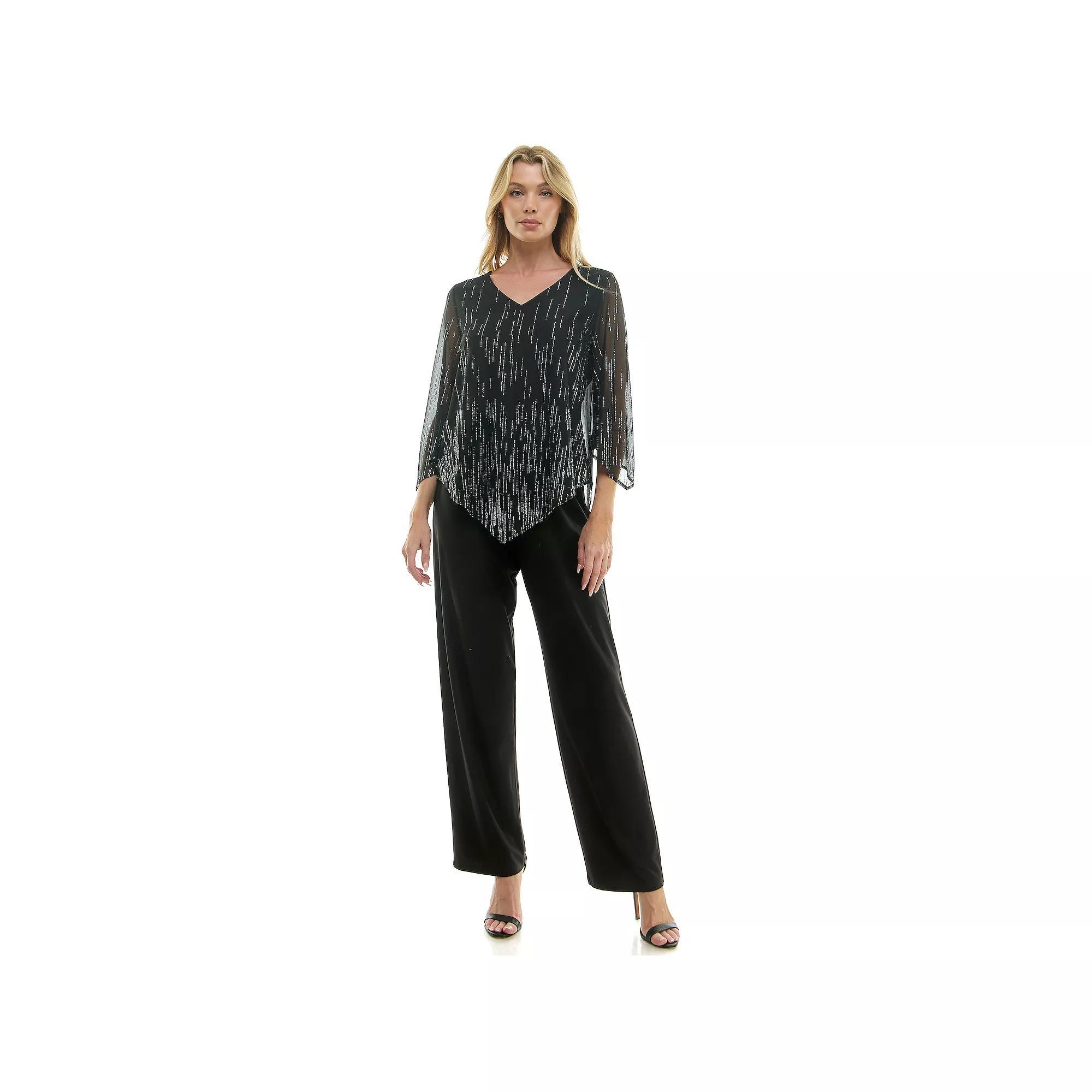 Womens Luxology 2-Piece V-Neck Blouse & Straight Leg Pants Set Product Image