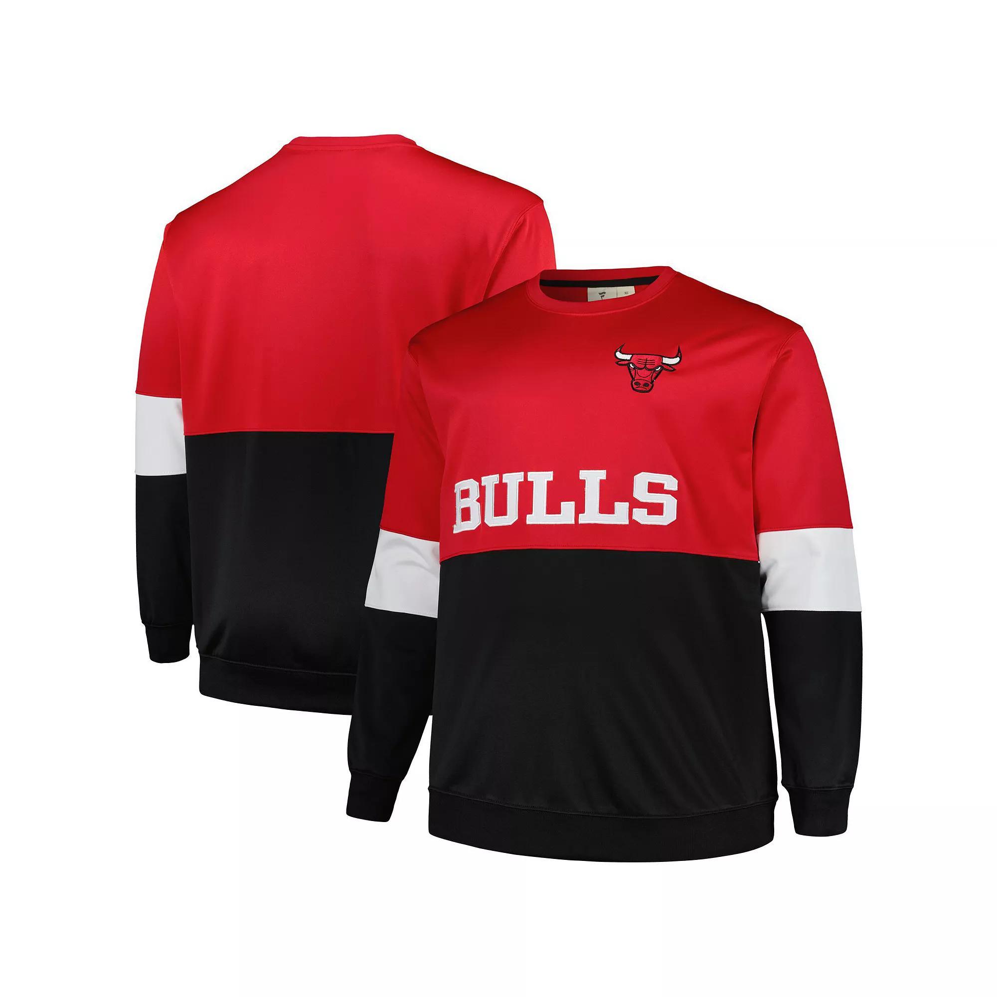 Men's Fanatics Branded Red/Black Chicago Bulls Big & Tall Split Pullover Sweatshirt, Size: 2XB Product Image