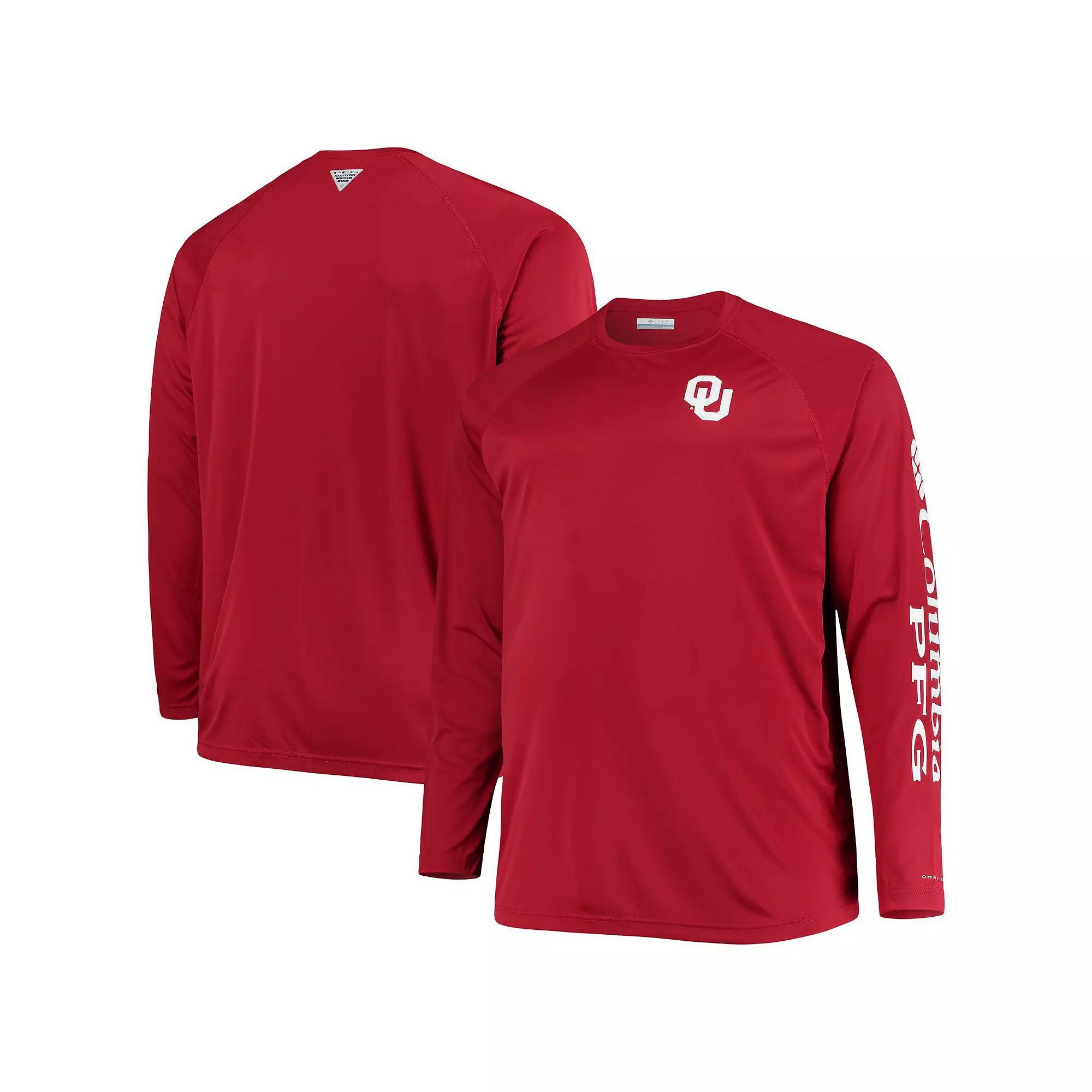 Men's Columbia Crimson Oklahoma Sooners Big & Tall Terminal Tackle Raglan Omni-Shade Long Sleeve T-Shirt, Size: 3XB, Red Product Image