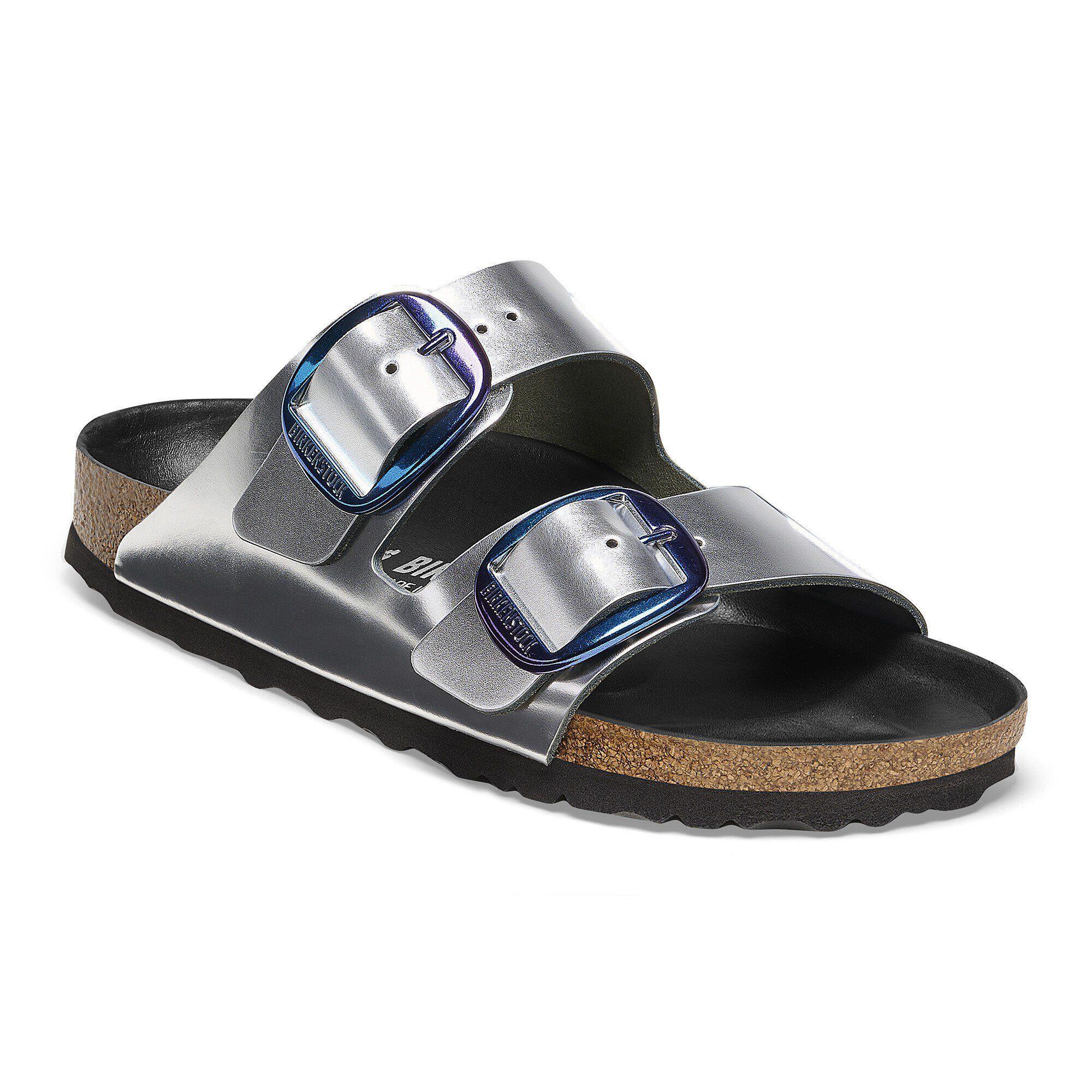 Arizona Big Buckle Natural Leather Metallic Silver Product Image