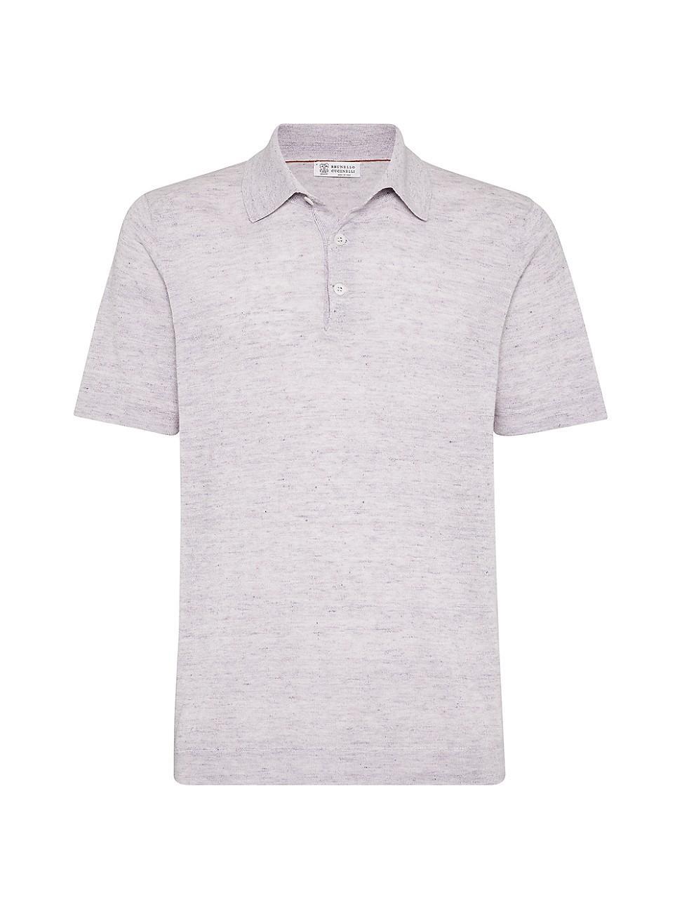 Mens Linen and Cotton Knit Polo Shirt Product Image