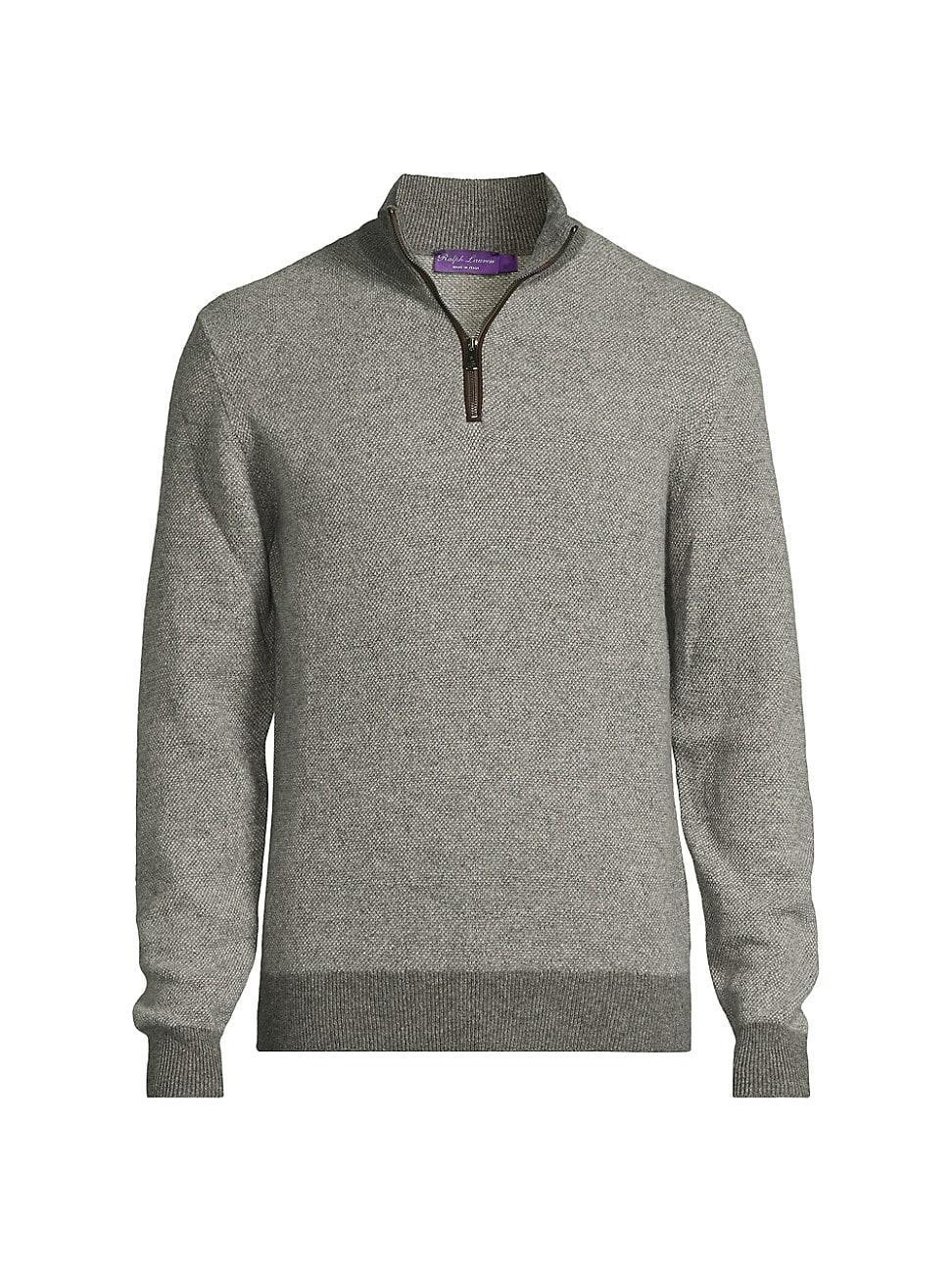 Mens Birdseye Cashmere Quarter-Zip Sweater Product Image