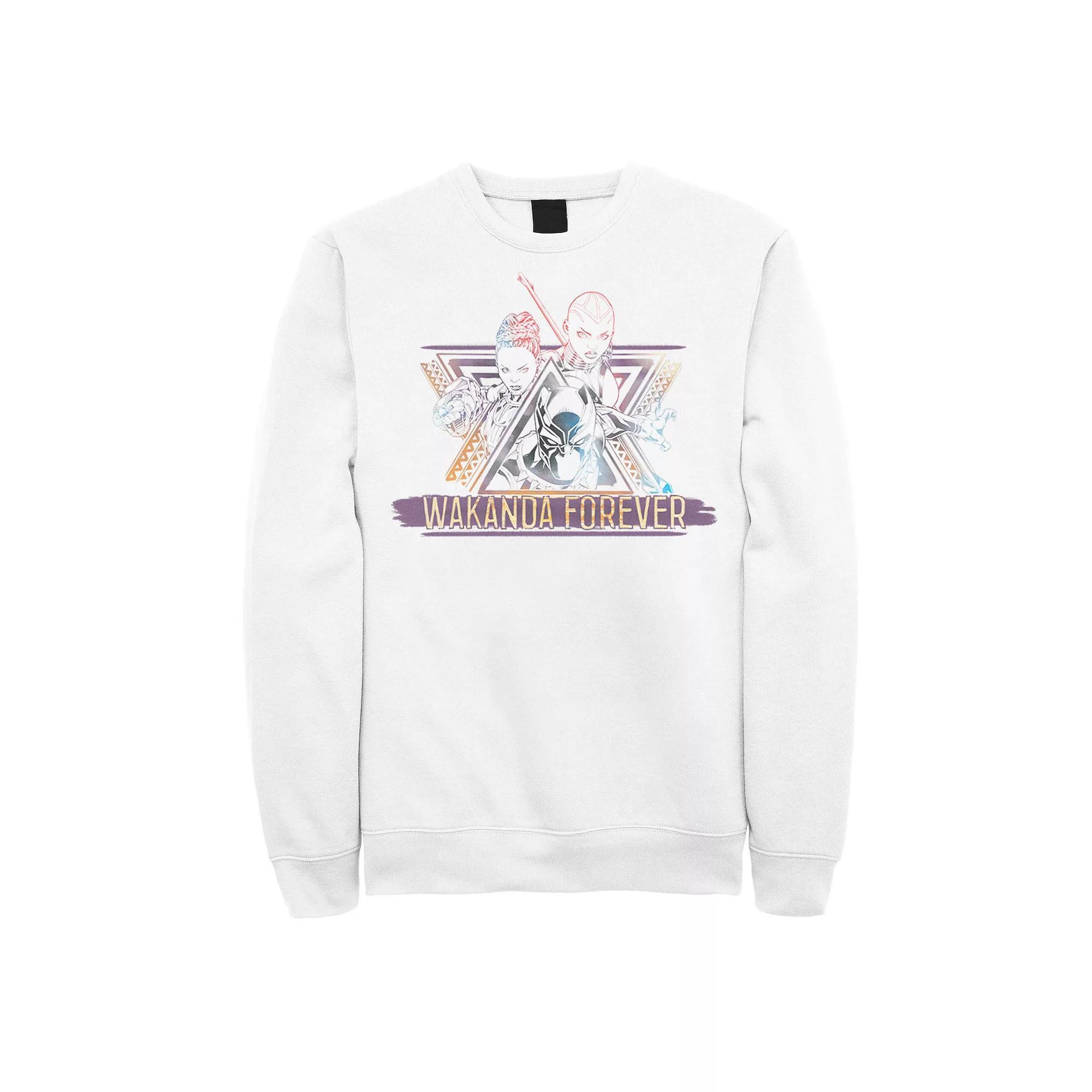 Men's Marvel Black Panther Gleam Group Shot Sweatshirt, Size: Small, White Product Image