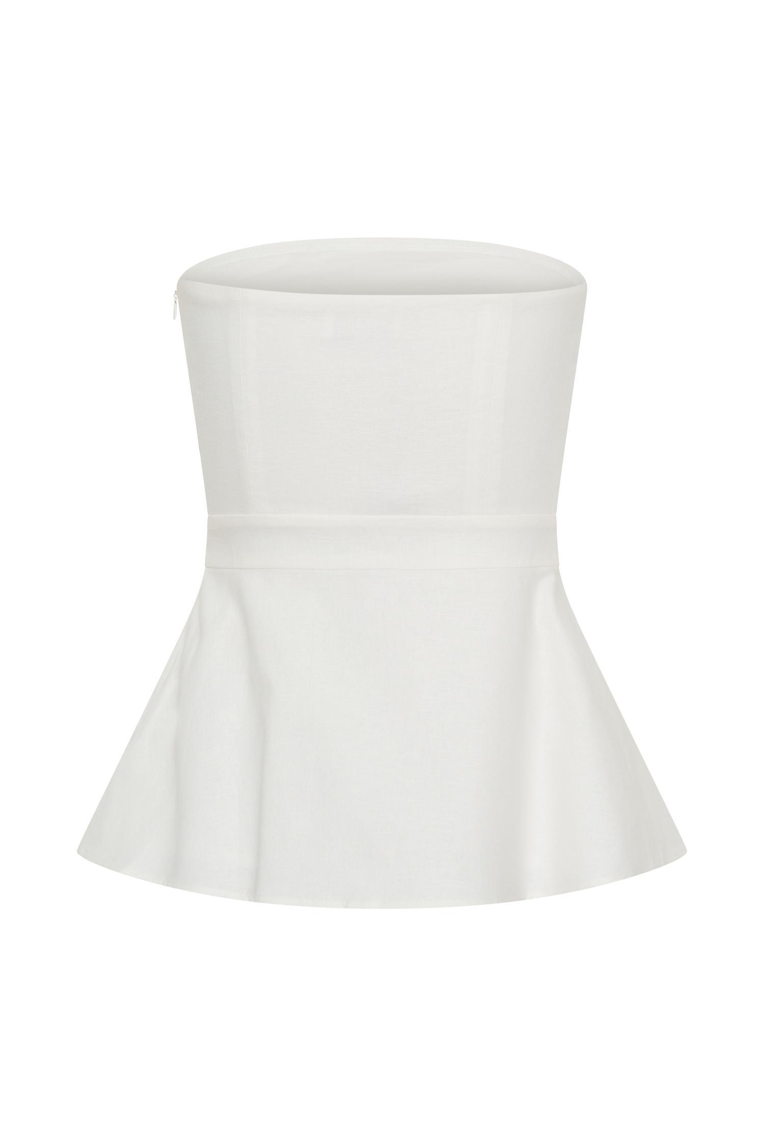 Dora Strapless Linen Top - Ivory Product Image