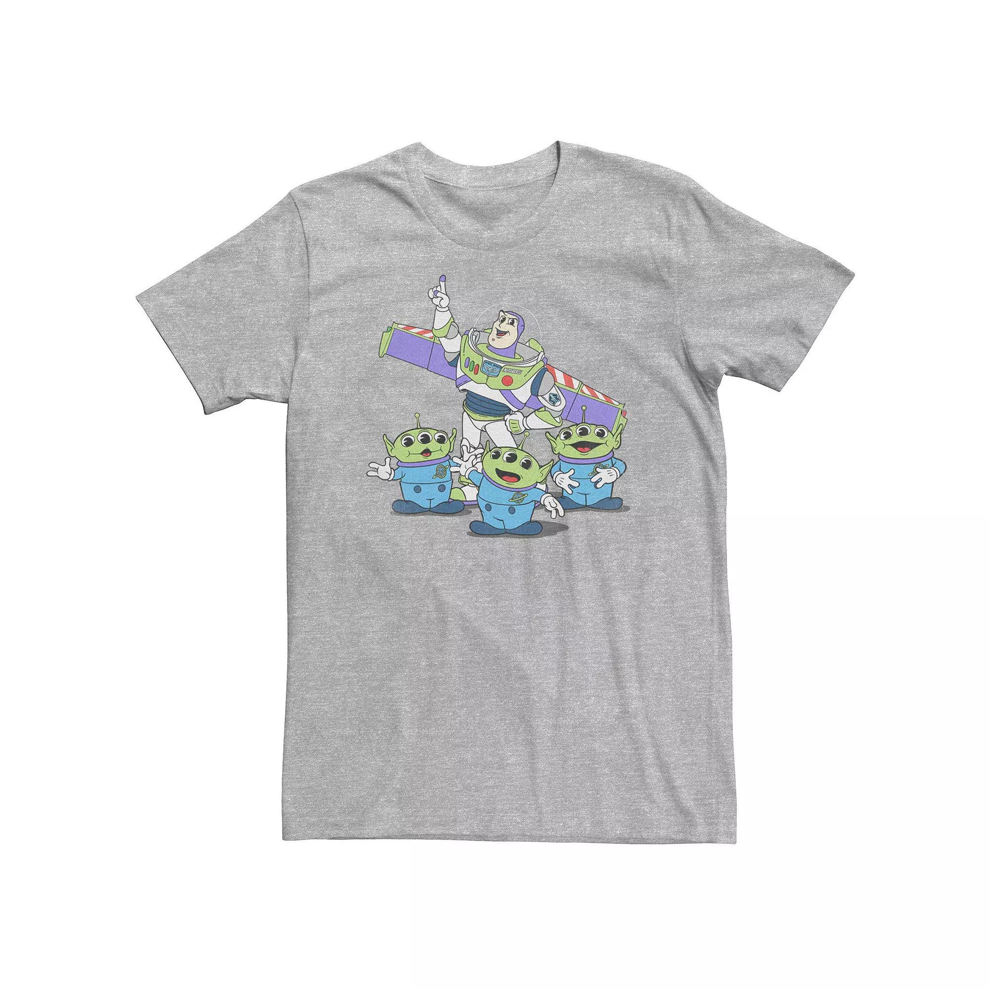 Big & Tall Disney / Pixar Toy Story Buzz And Aliens Vintage Look Tee, Men's, Size: 3XL Tall, Athletic Grey Product Image