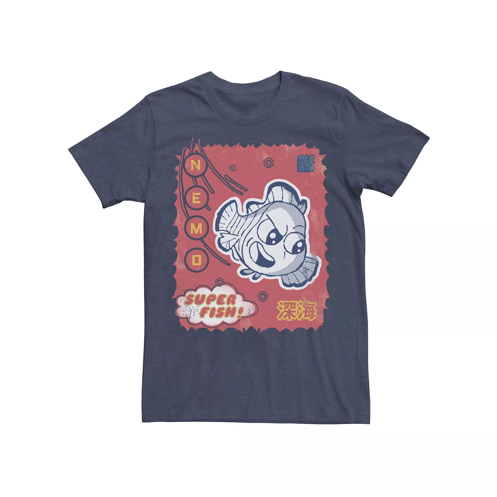 Disney / Pixars Finding Nemo Mens Kanji Poster Tee Navy Grey Product Image