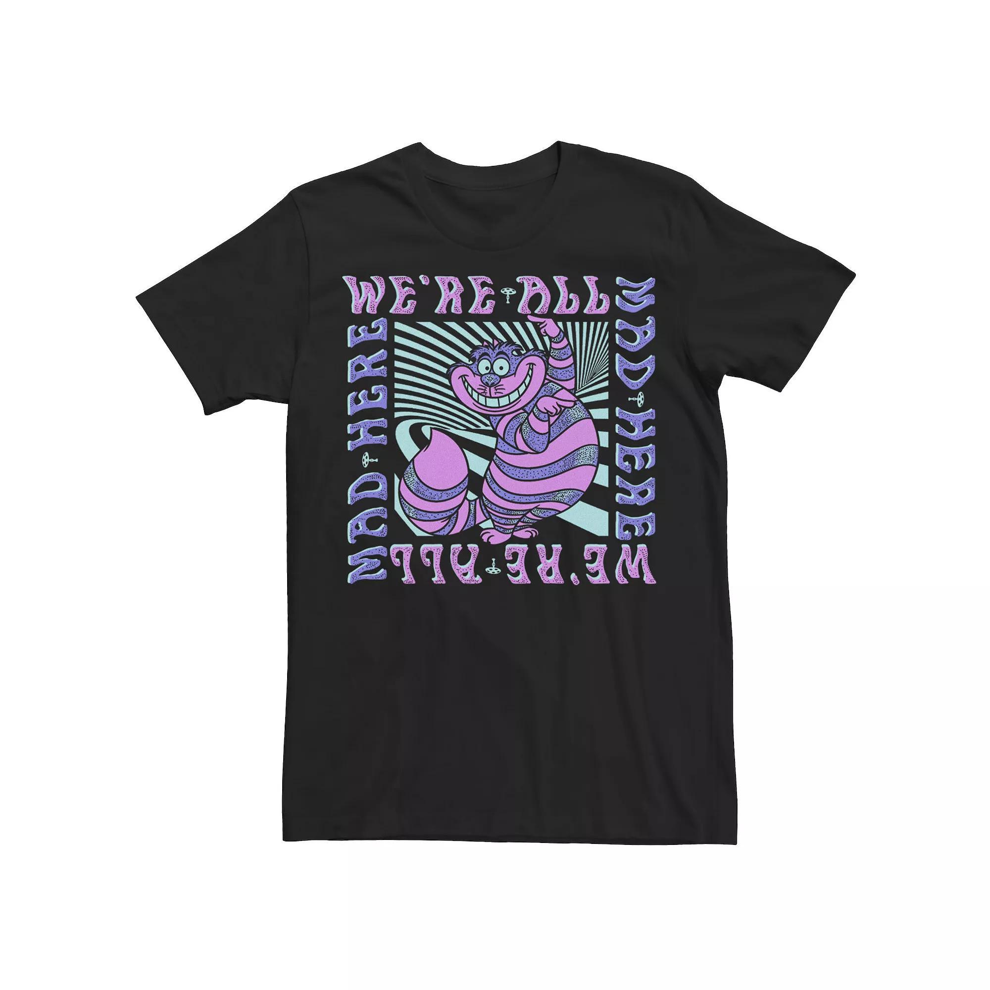 Disney's Alice In Wonderland Cheshire Cat "We're All Mad Here" Men's Tee, Size: 3XL, Grey Product Image