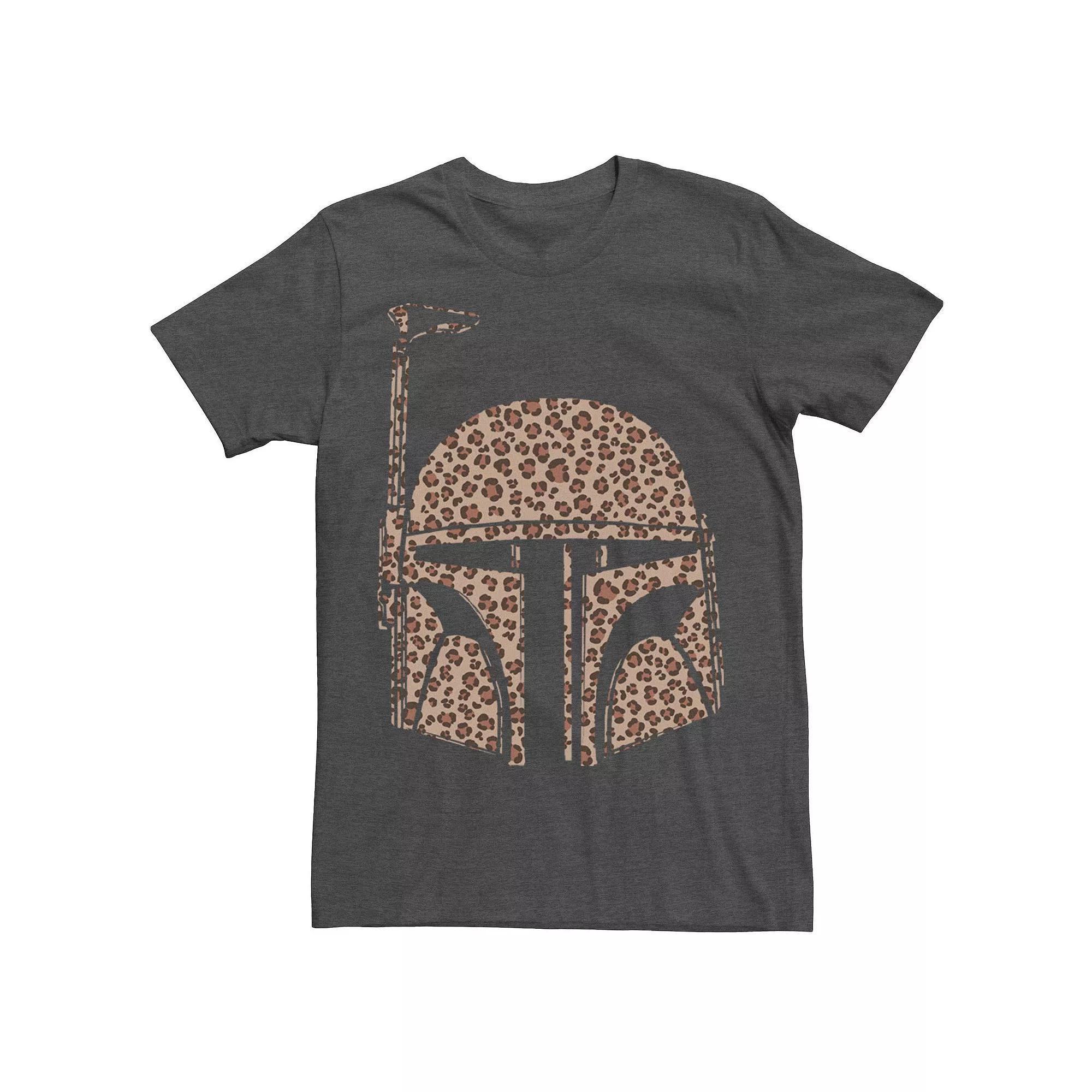 Men's Star Wars Boba Fett Helmet Cheetah Print Fill Tee, Size: XL, Grey Heather Product Image