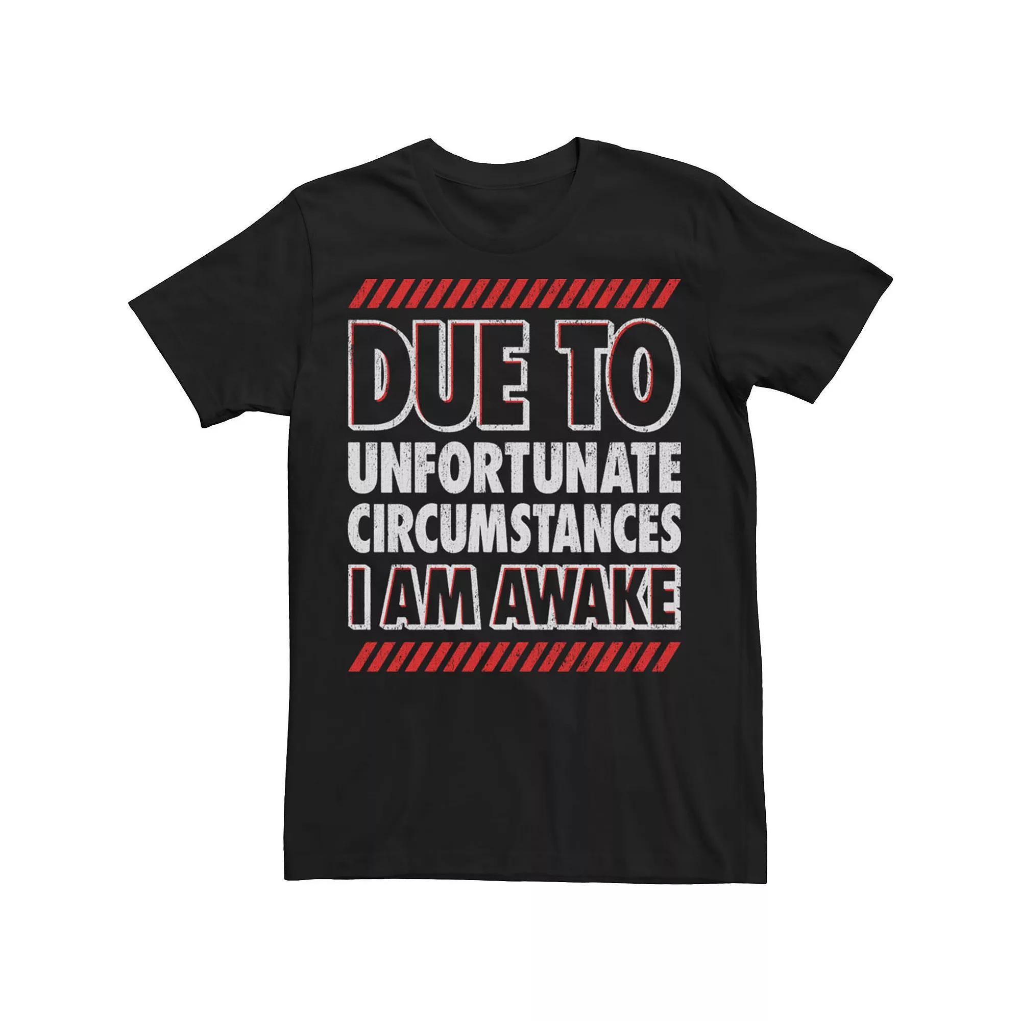 Big & Tall Due To Unfortunate Circumstances I Am Awake Tee, Men's, Size: 5XL, Black Product Image
