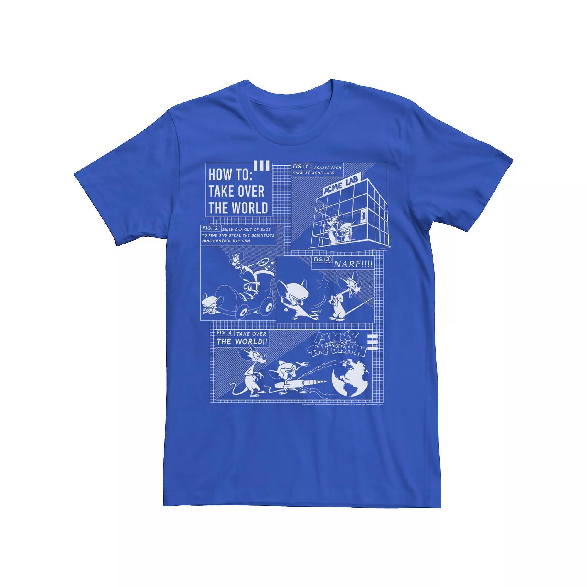 Men's Pinky And The Brain How To Take Over The World Schematic Tee, Size: Small, Royal Product Image