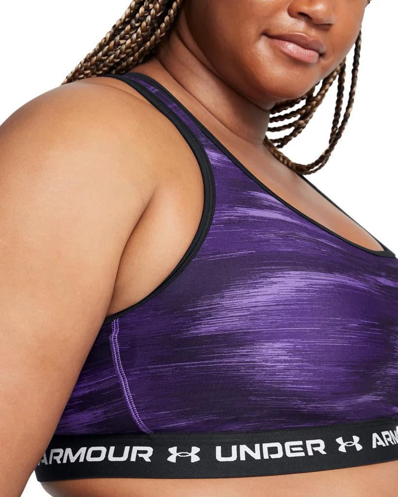 Plus Size Under Armour Crossback Mid Print Bra, Women's, Size: 3XL, Purple Product Image