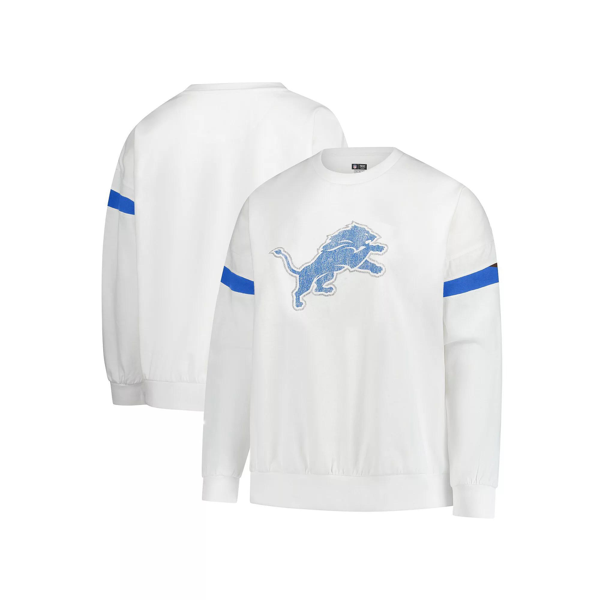 Women's Fanatics  White Detroit Lions Plus Size Fleece Pullover Sweatshirt, Size: 1XL Product Image