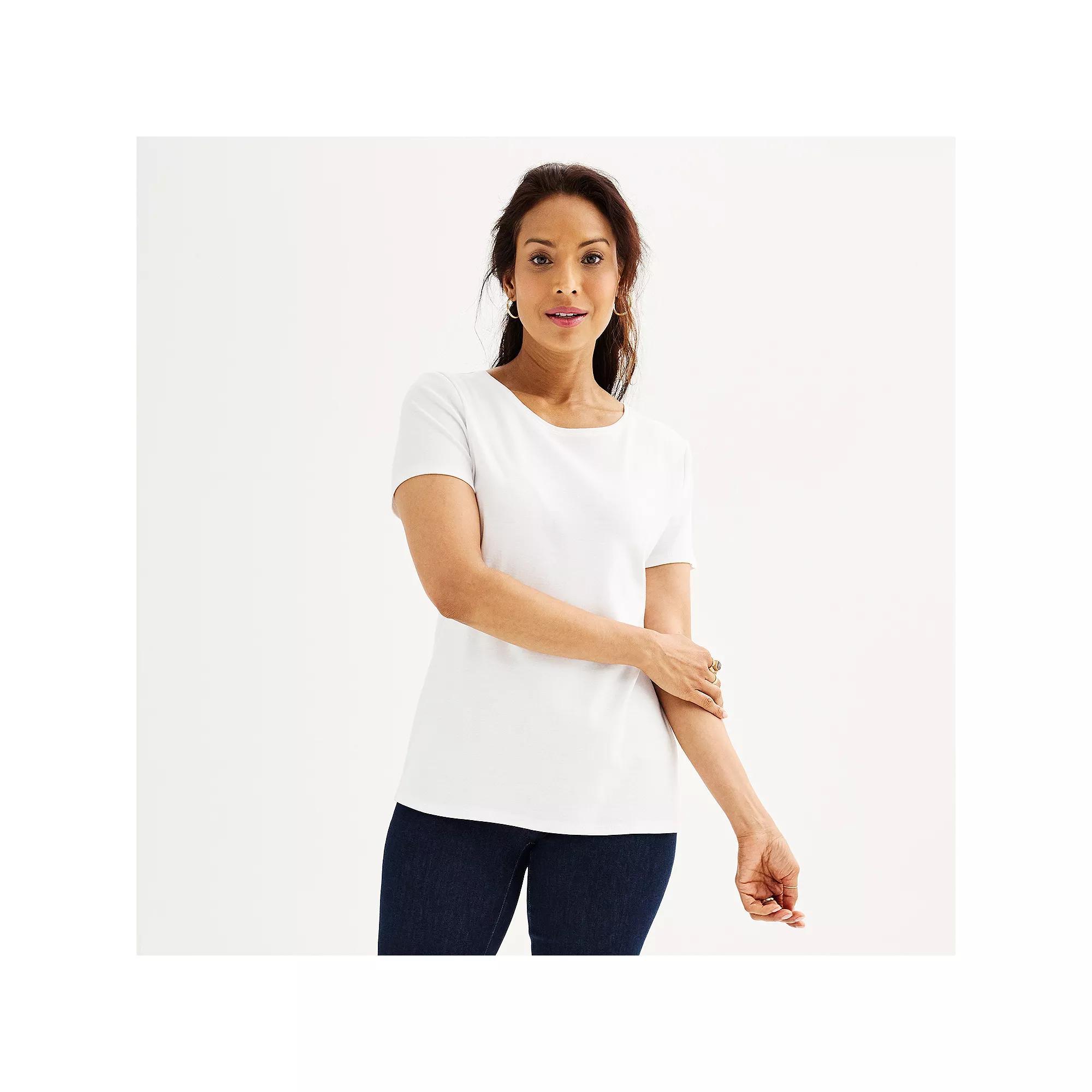 Women's Croft & Barrow® Essential Crewneck Tee, Size: XS, White Product Image