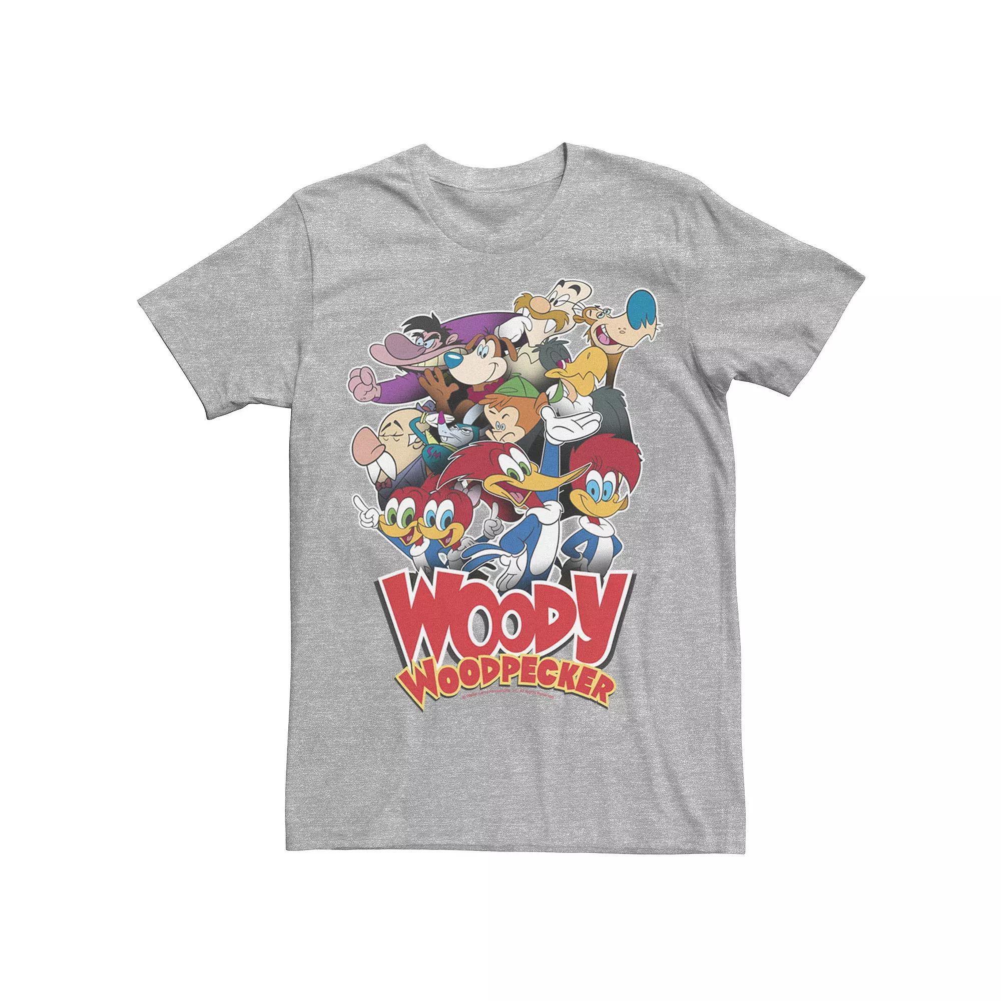 Men's Woody Woodpecker Group Shot Vintage Poster Tee, Size: XL, Athletic Grey Product Image
