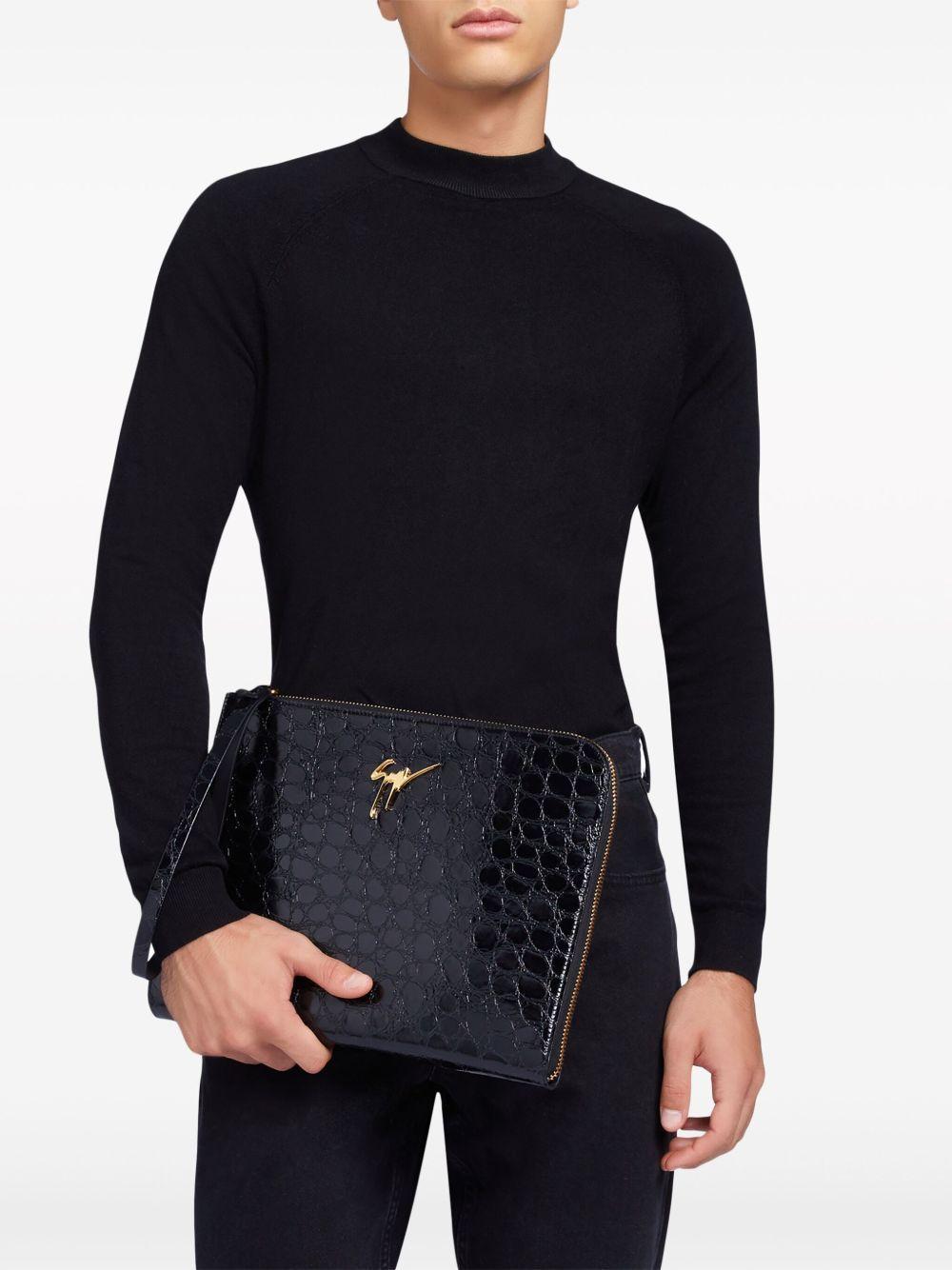 Fabian crocodile-embossed leather pouch Product Image
