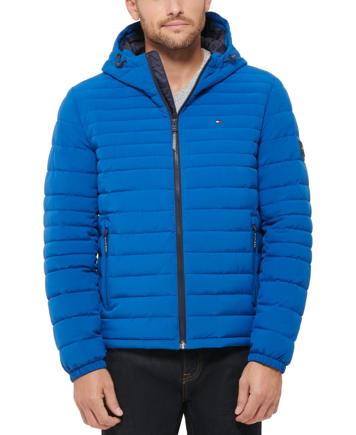 Men's Tommy Hilfiger Stretchy Hooded Puffer Jacket, Size: XL, Black Product Image