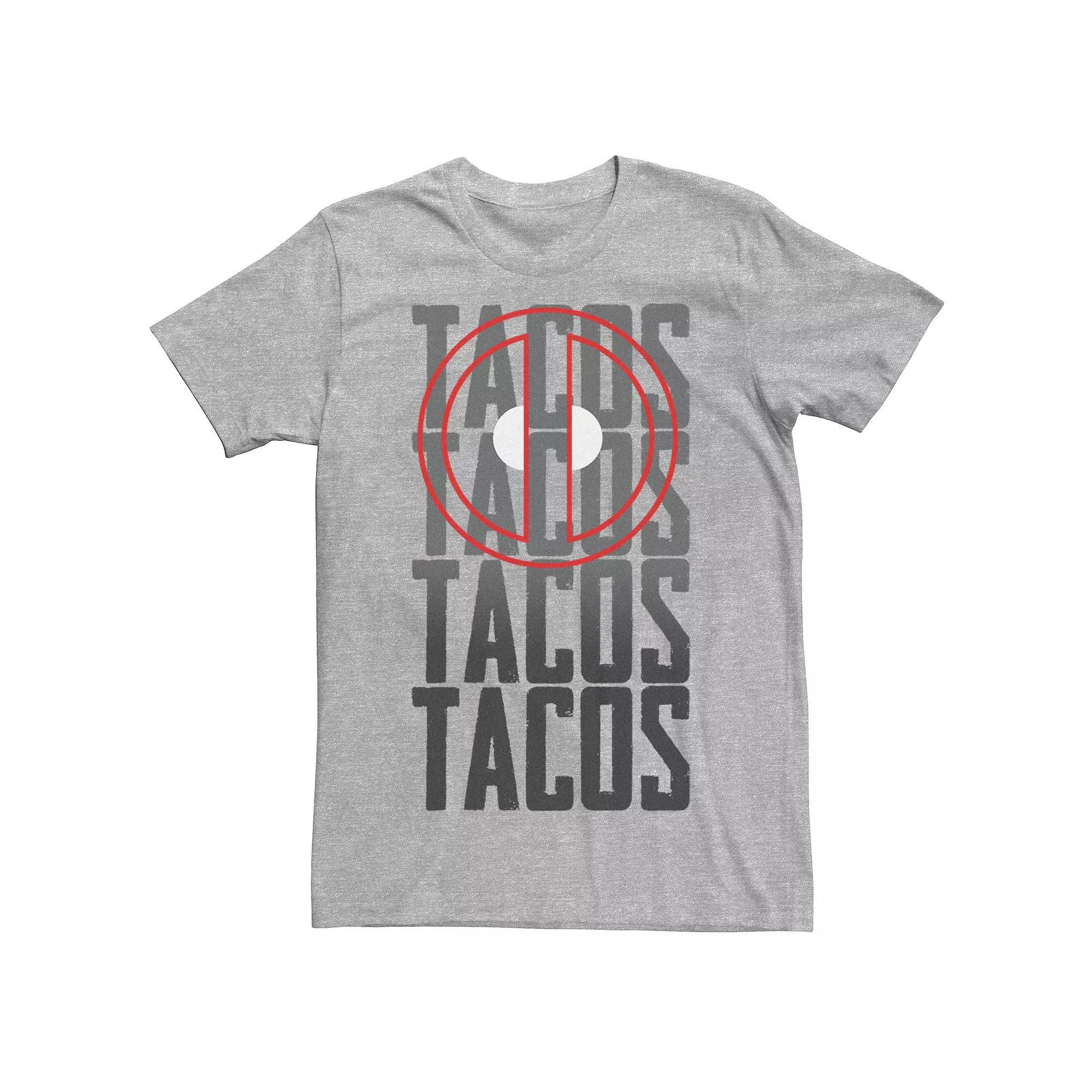 Men's Marvel Comics Retro Deadpool Tacos Stacked Graphic Tee, Size: XS, Athletic Grey Product Image