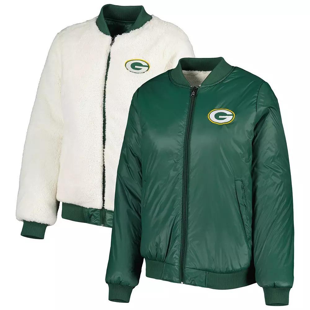 Women's G-III 4Her by Carl Banks Oatmeal/Green Green Bay Packers Switchback Reversible Full-Zip Jacket, Size: XL, Team Product Image