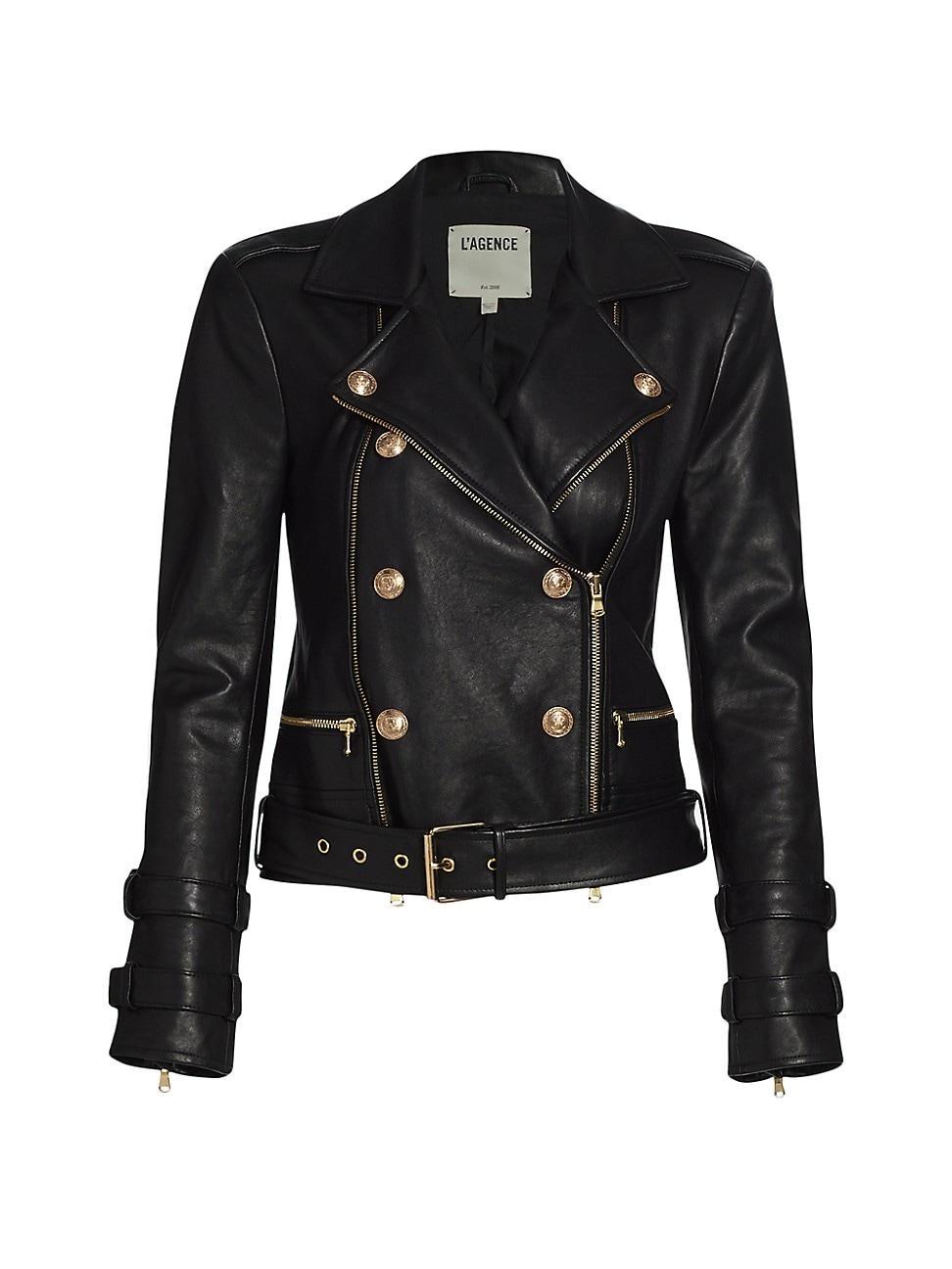 LAgence Billie Belted Leather Jacket Product Image