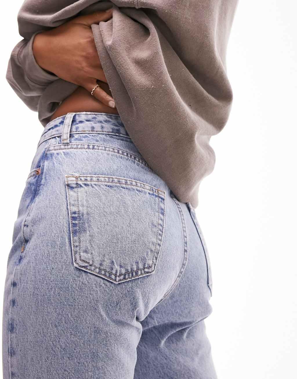 Topshop Hourglass Original Mom high rise jean in bleach Product Image