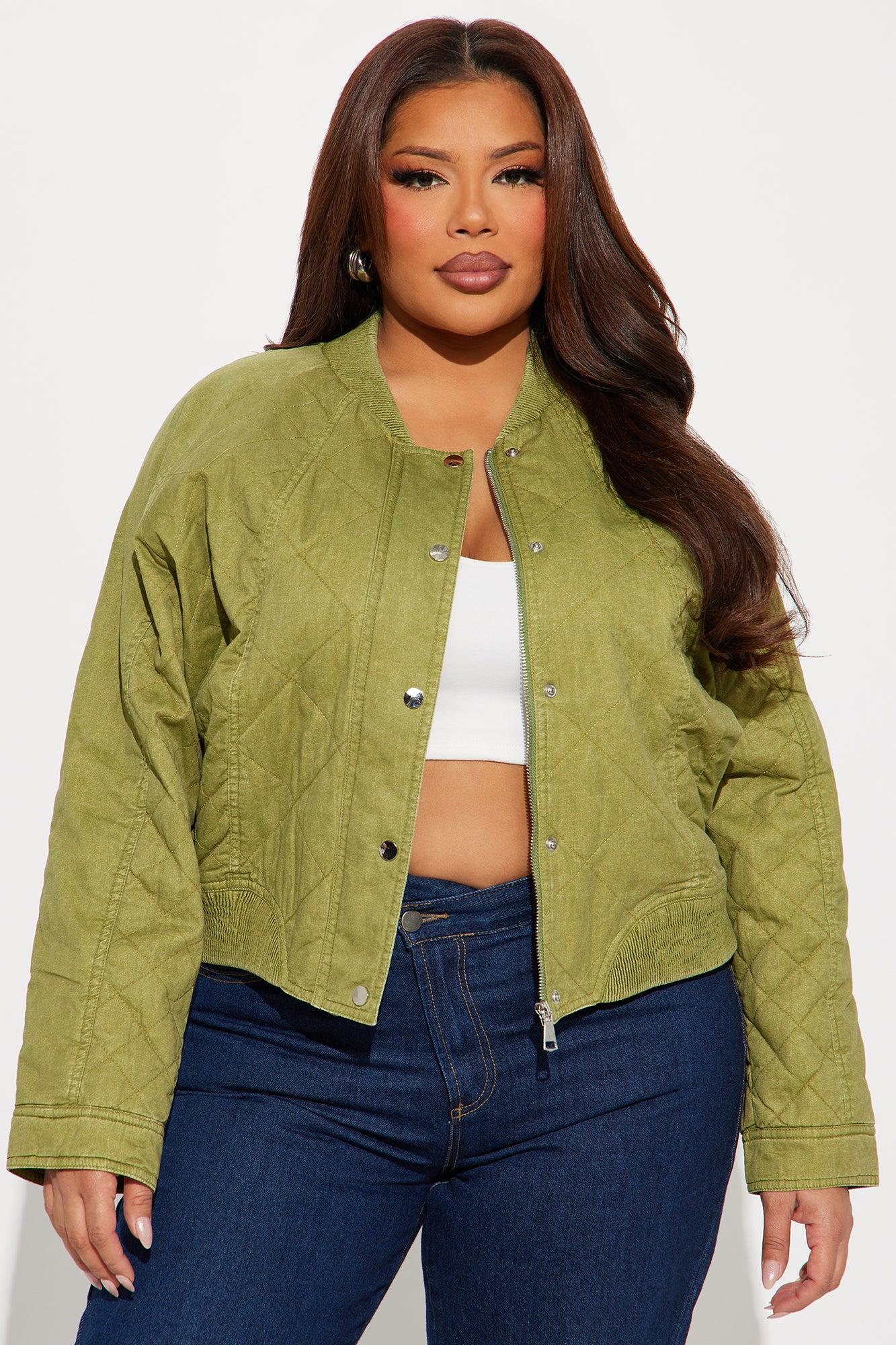 Mara Quilted Washed Bomber Jacket - Olive Product Image