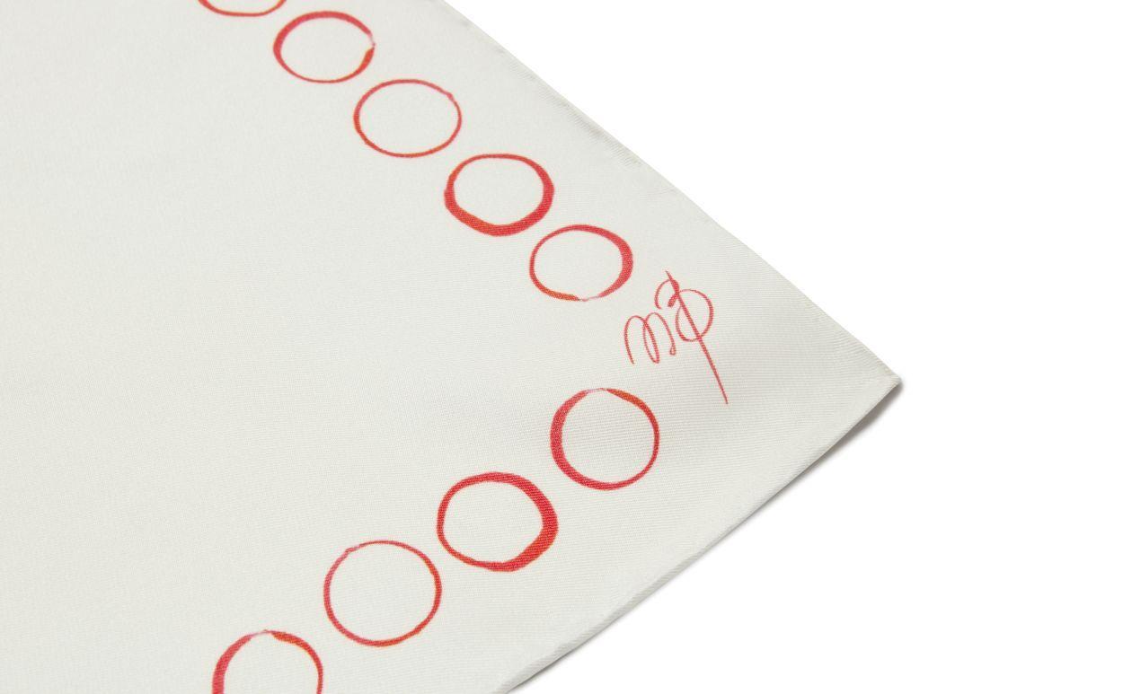 CIRCLES Ivory and Red Silk Circle Print Pocket Square Product Image
