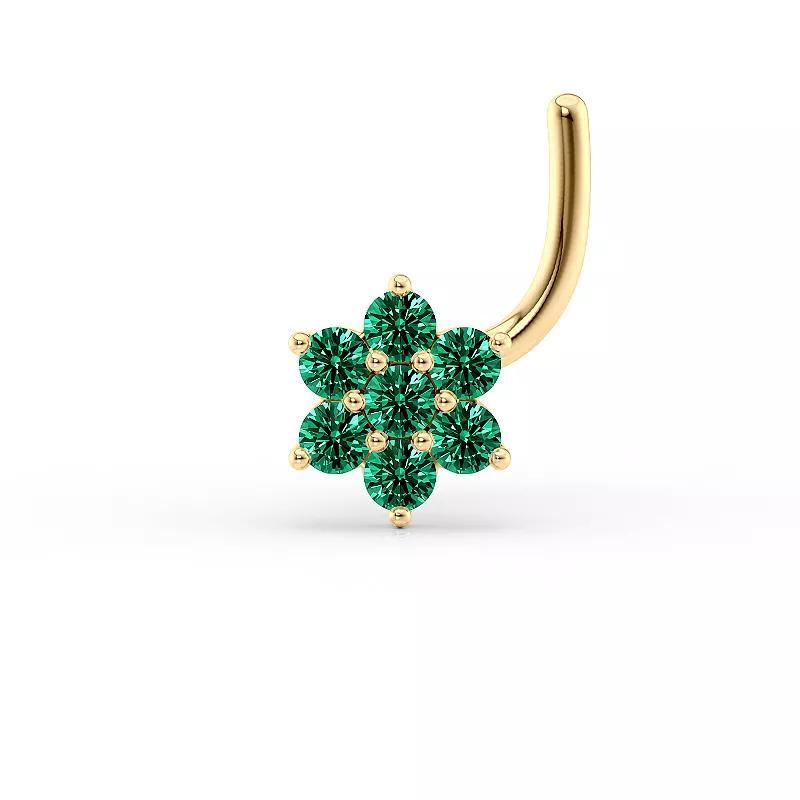 Lila Moon 14k Gold Blue Cubic Zirconia Curved Nose Stud, Women's Product Image