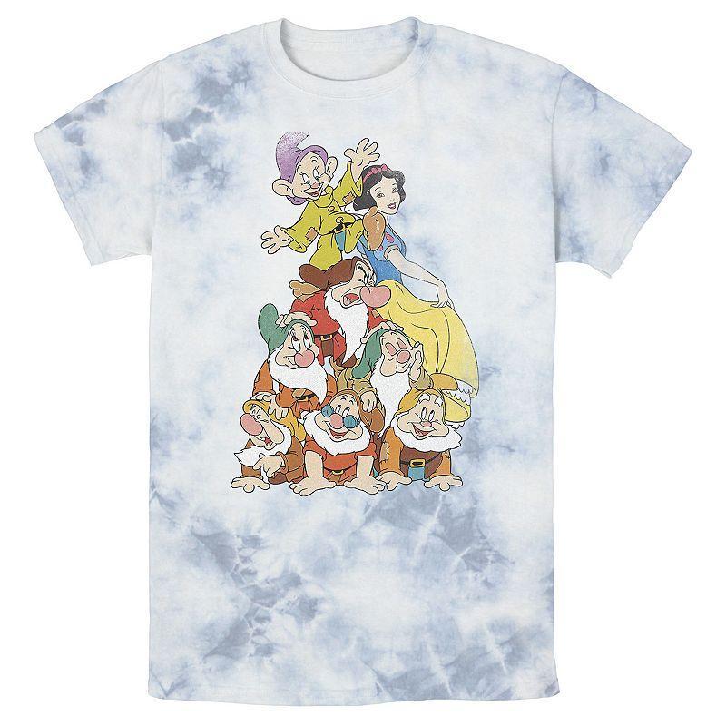Men's Disney Snow White Seven Dwarf Stack Bomabrd Wash Tee, Size: Medium, White Blue Product Image