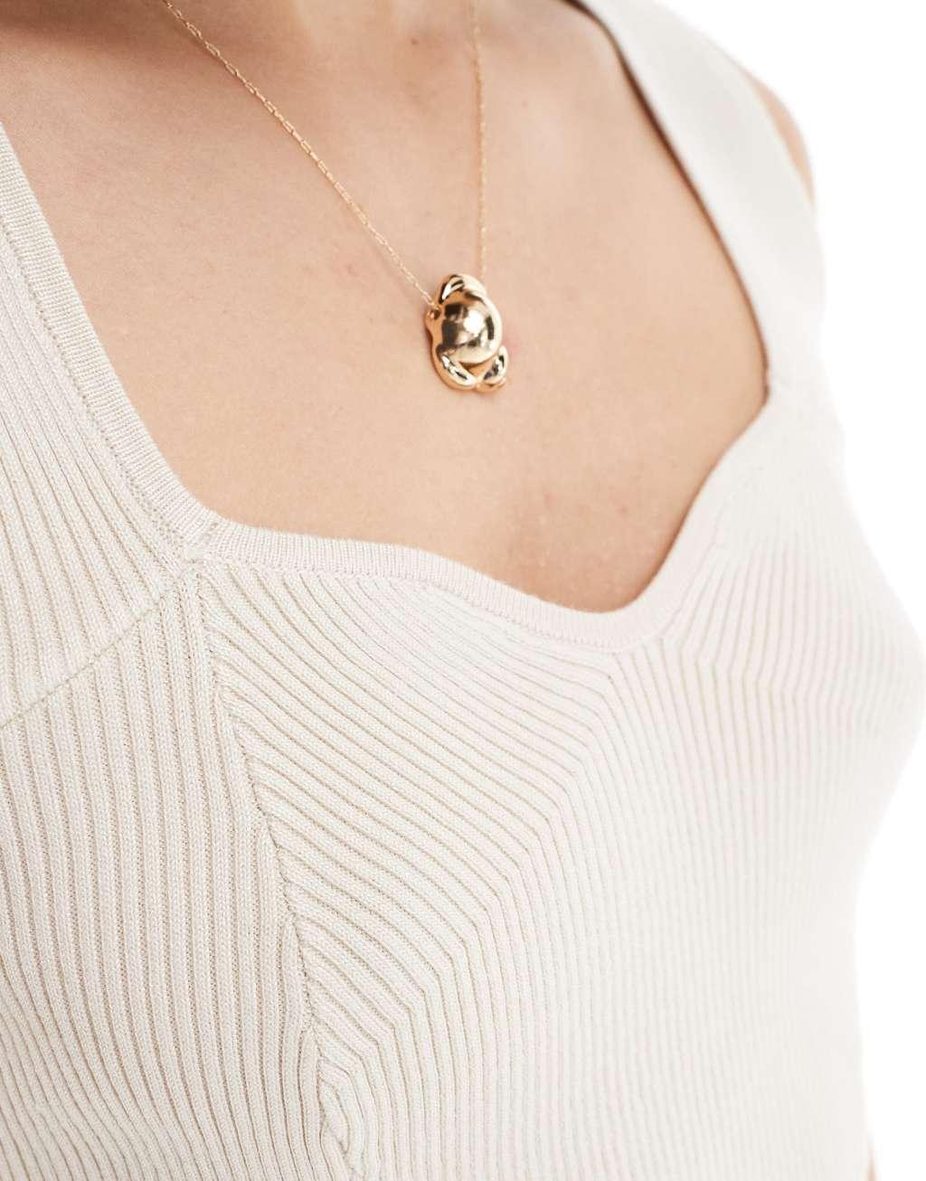 Vero Moda ribbed knit top with sweetheart neckline in cream Product Image
