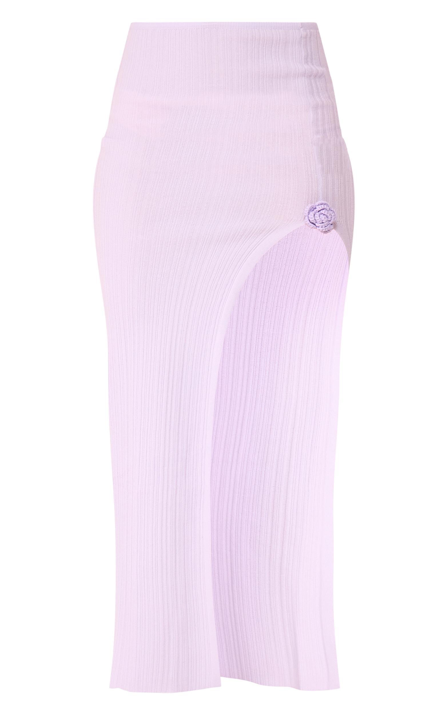 Lilac Soft Rib Knit Maxi Skirt Product Image
