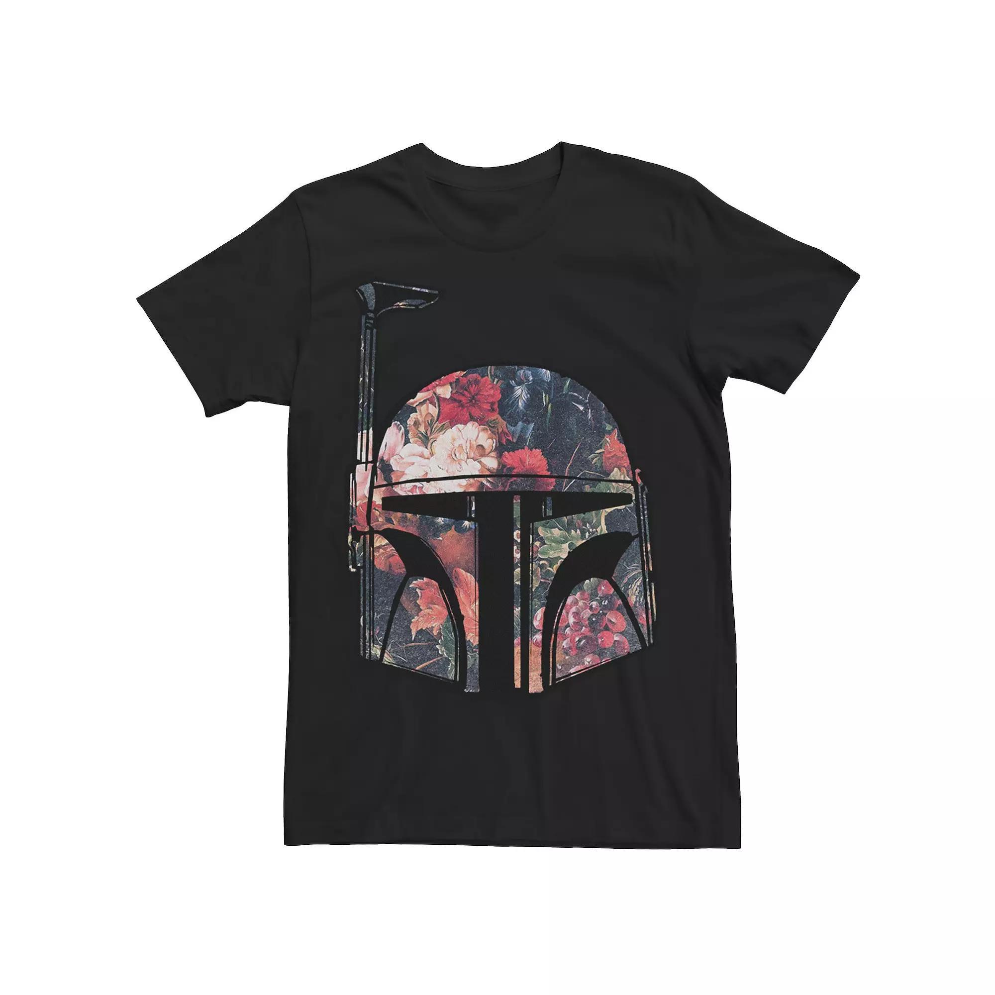 Men's Star Wars Boba Fett Floral Helmet Tee, Size: Medium, Black Product Image