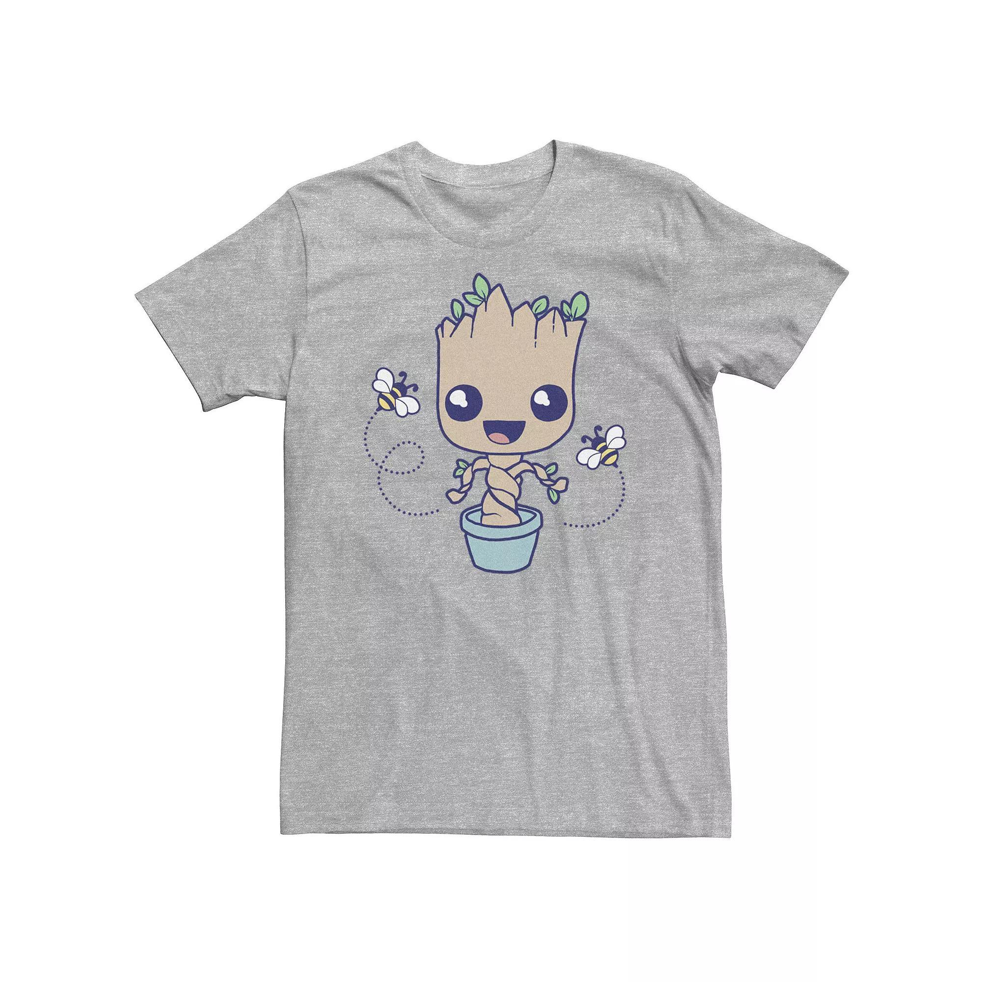 Big & Tall Marvel Groot Hello Spring Bees Tee, Men's, Size: 3XL Tall, Athletic Grey Product Image