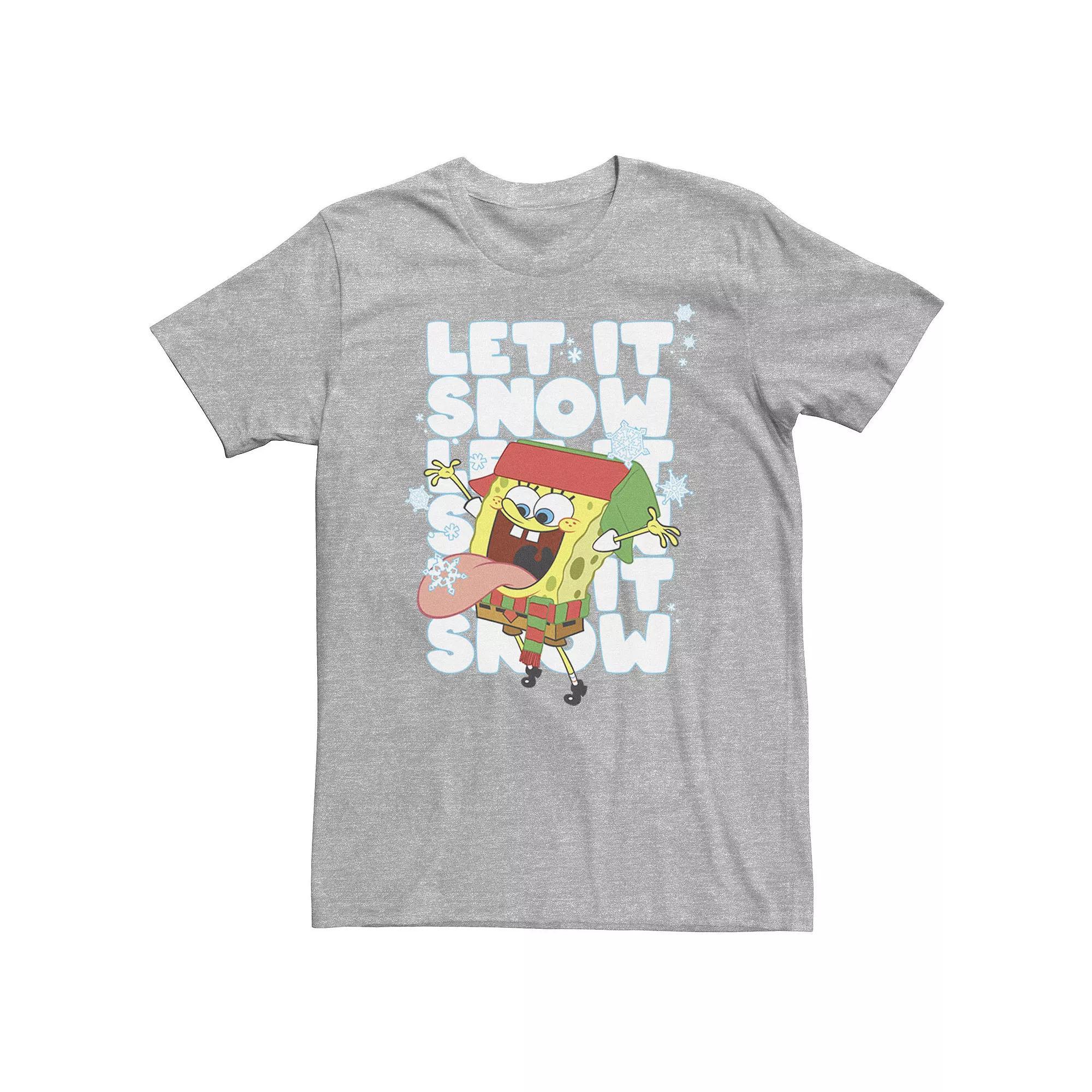 Big & Tall Nickelodeon SpongeBob SquarePants "Let It Snow" Tee, Men's, Size: 3XL Tall, Athletic Grey Product Image