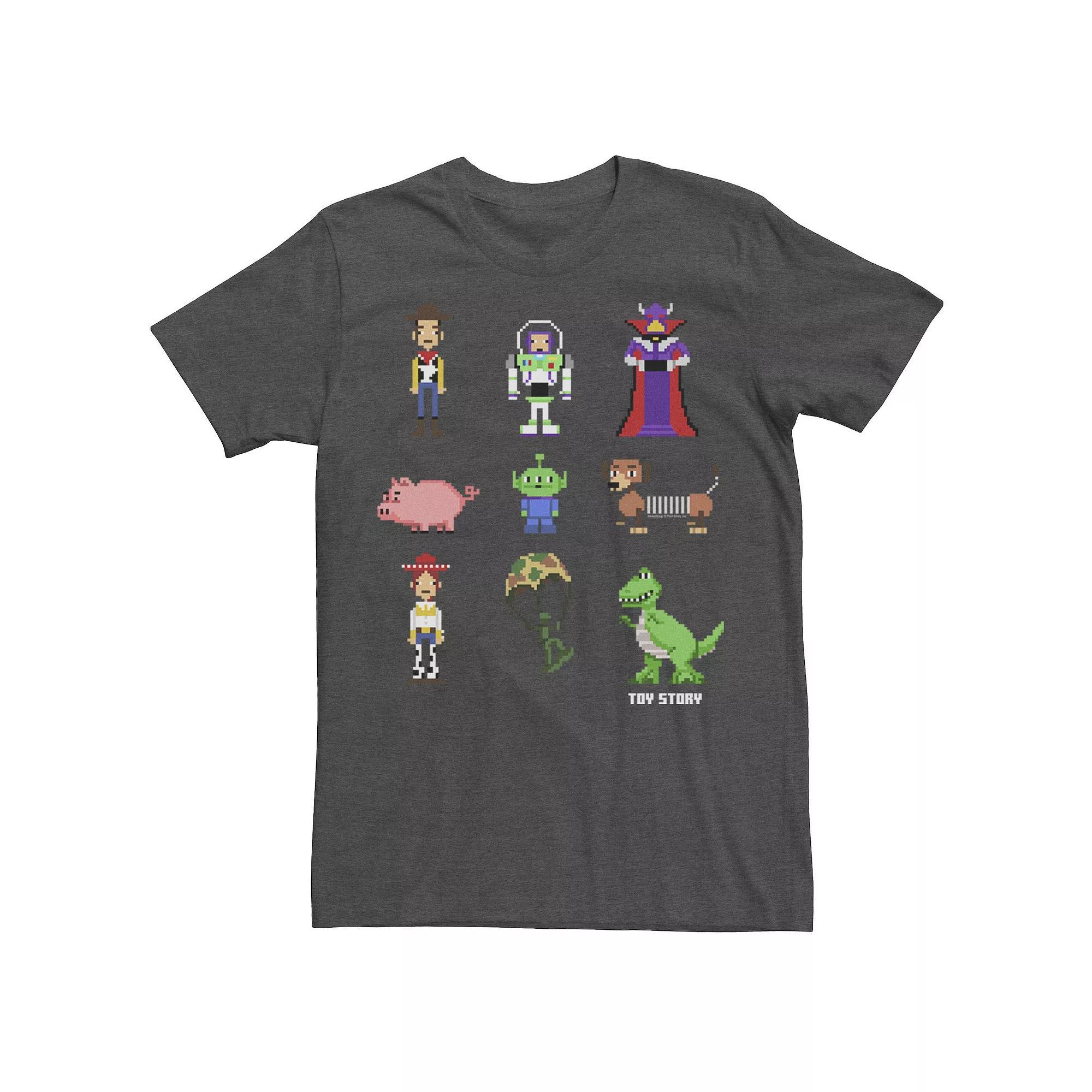 Disney / Pixars Toy Story Mens Pixel Toys 8 Bit Retro Style Tee Grey Heather Product Image