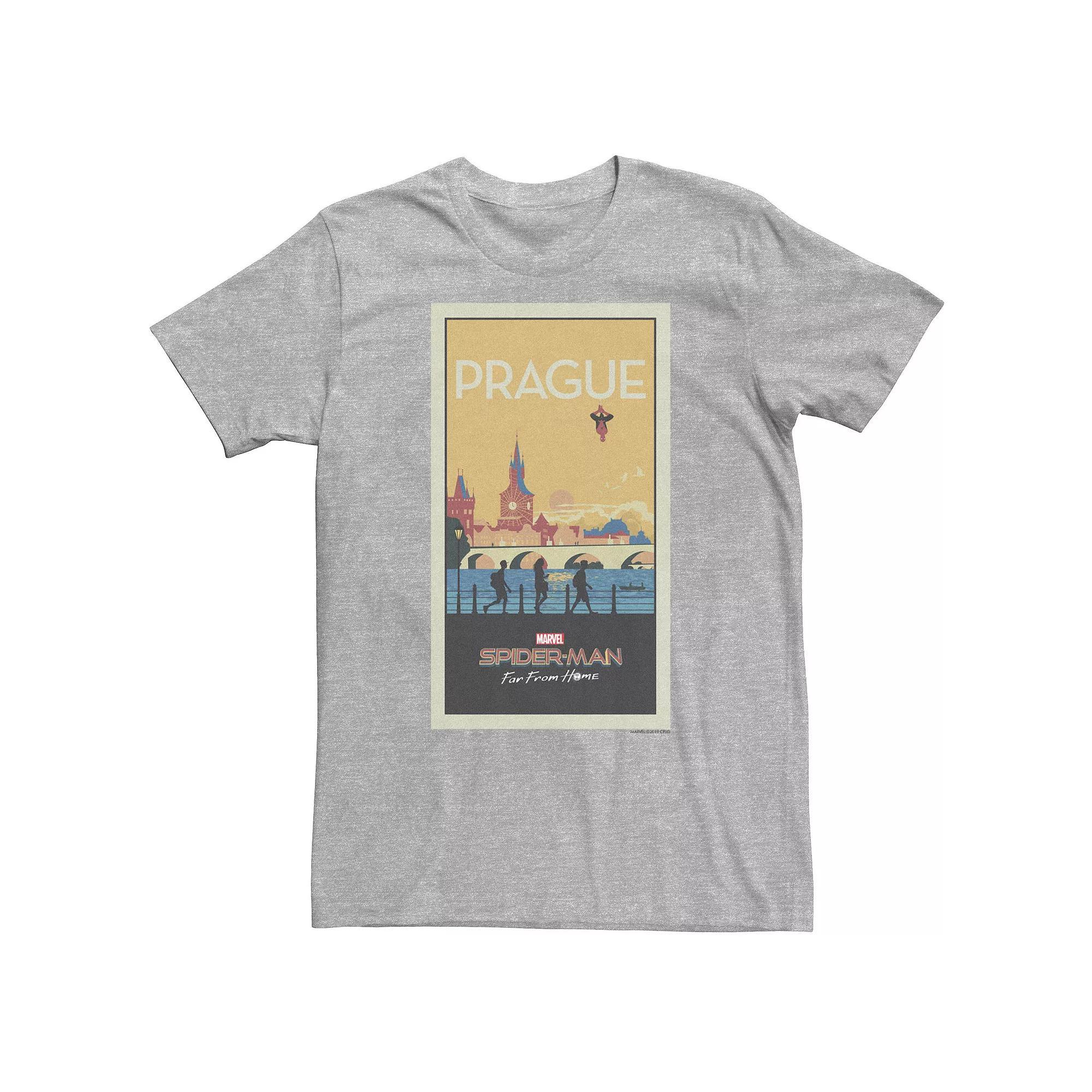 Big & Tall Marvel Spider-Man Far From Home Prague Movie Poster Tee, Men's, Size: 4XL, Athletic Grey Product Image