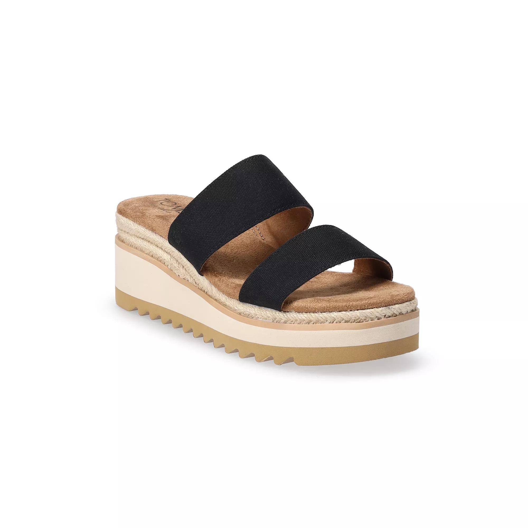 TOMS Lilo Platform Wedge Slip-On Women's Sandals, Size: 9.5, Black Product Image