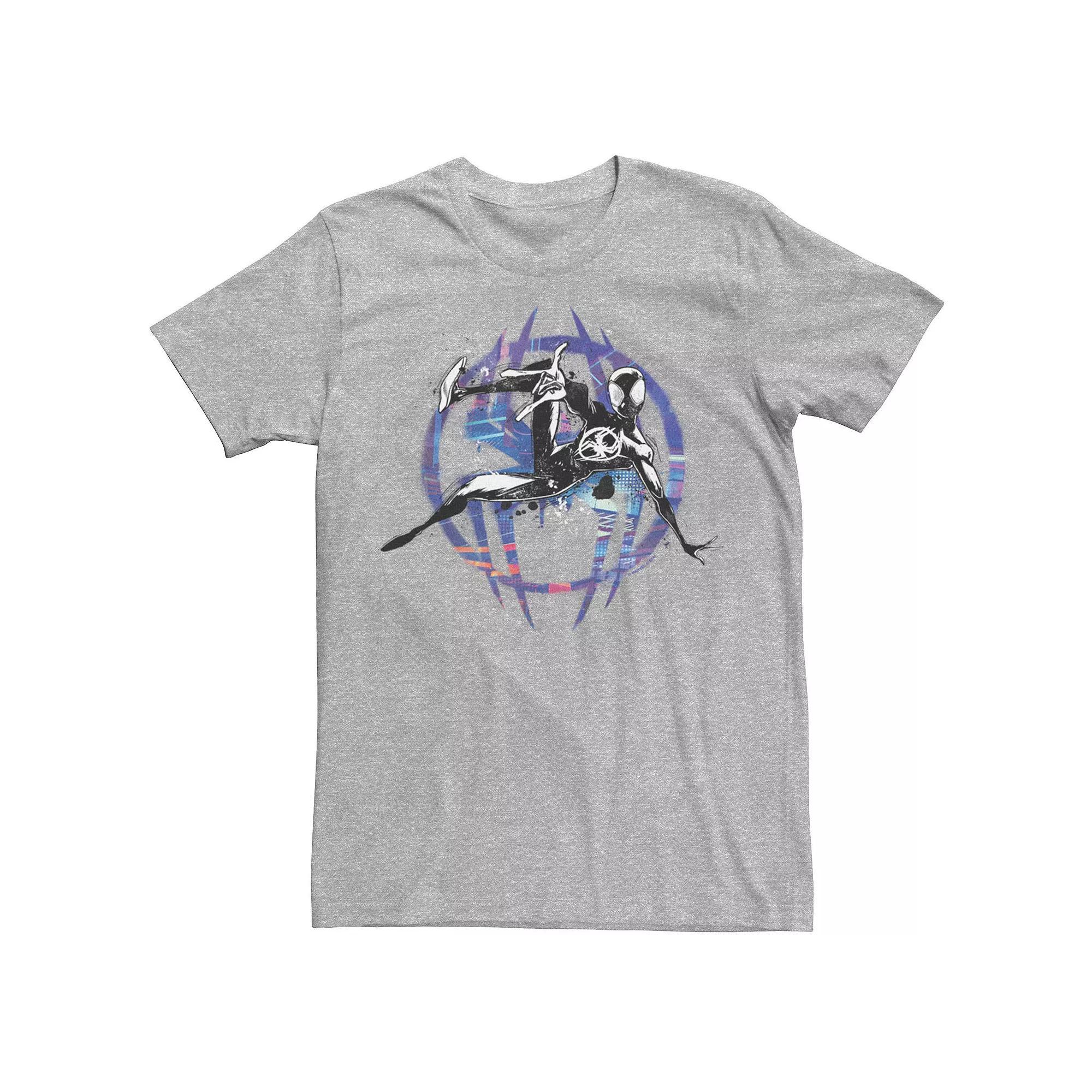 Men's Marvel Spiderman Across The Spider Verse Hanging Spiderman Graphic Tee, Size: XS, Athletic Grey Product Image