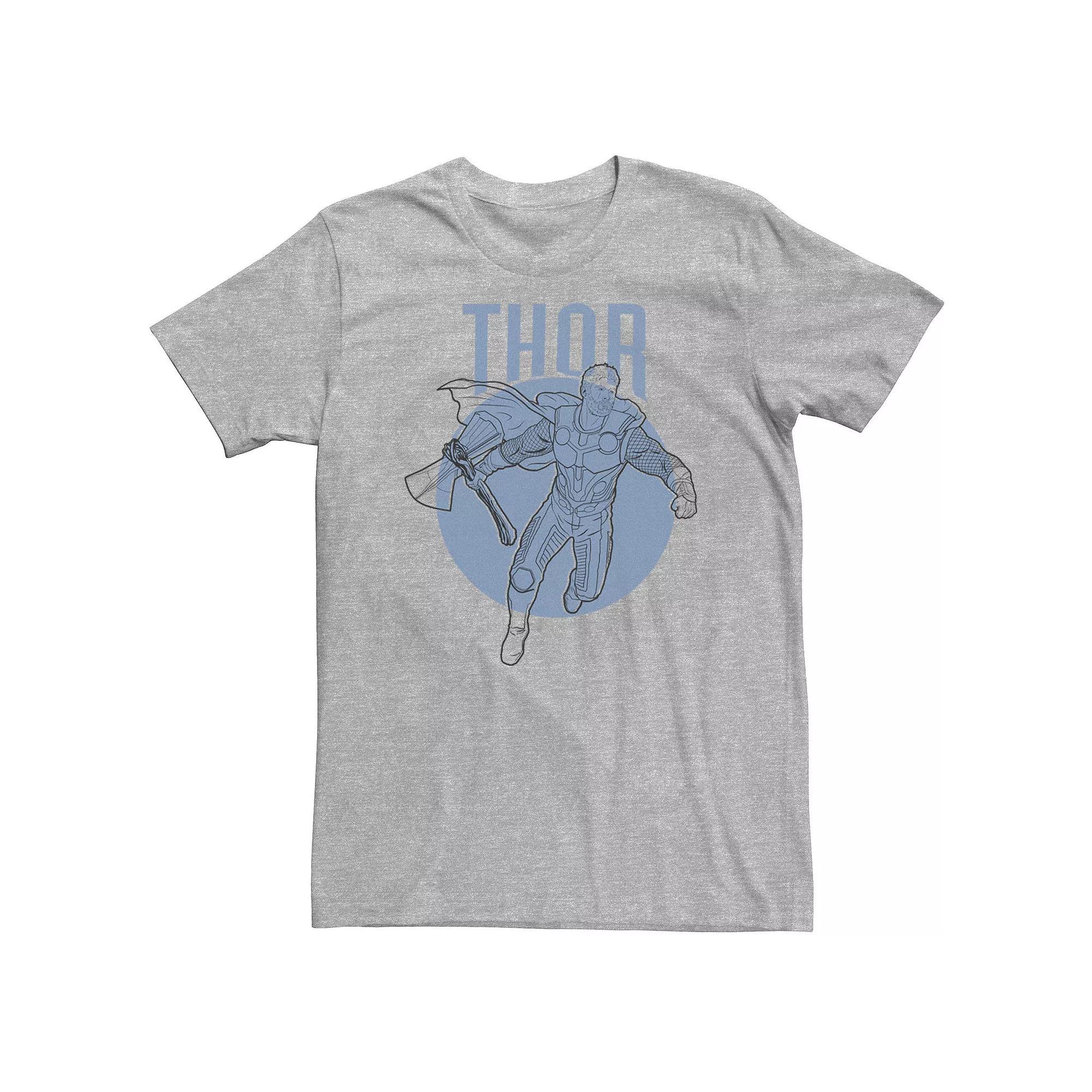 Big & Tall Marvel Avengers Endgame Thor Outline Poster Tee, Men's, Size: Large Tall, Athletic Grey Product Image