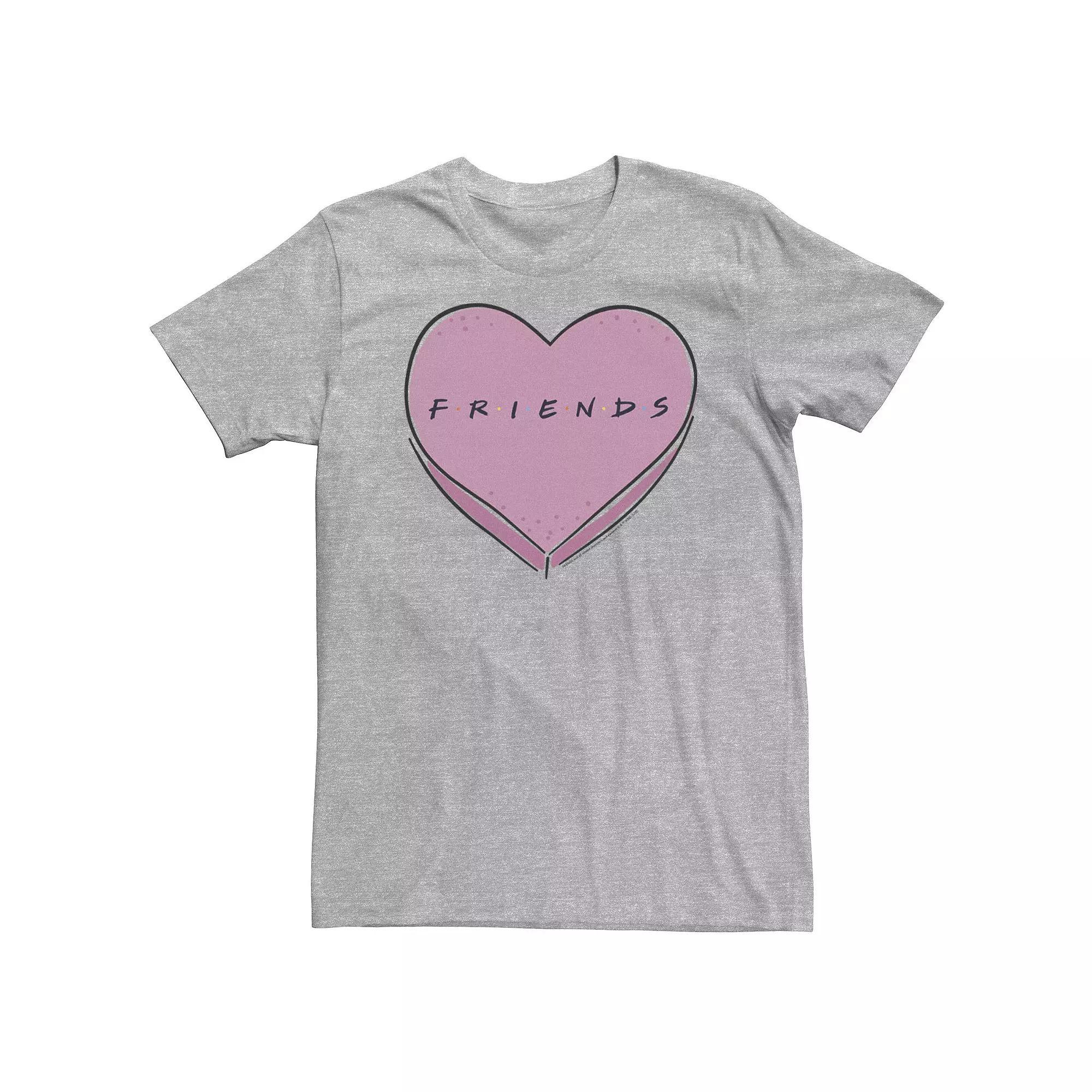 Big & Tall Friends Valentine's Day Candy Heart Logo Tee, Men's, Size: 4XL Tall, Athletic Grey Product Image