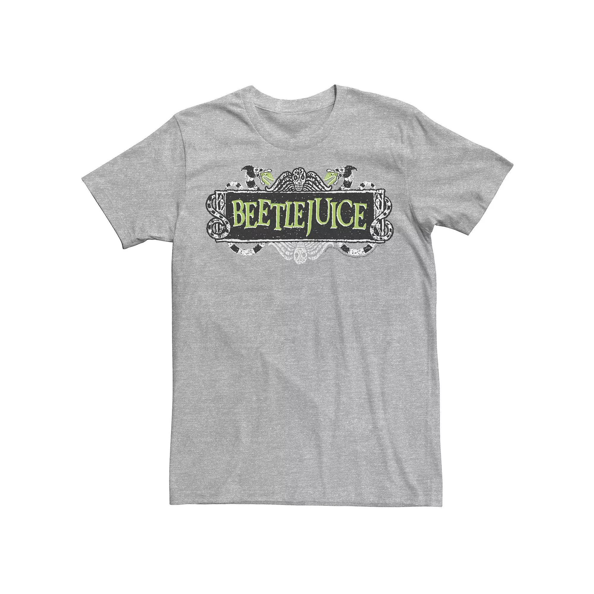 Mens Beetlejuice Snake Large Movie Logo Tee Athletic Grey Product Image
