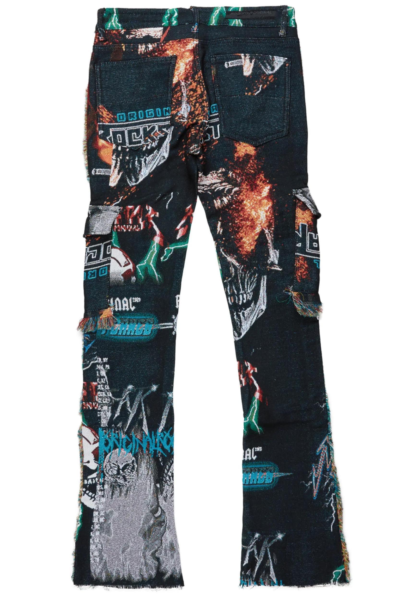 Zarin Black/ Multi Tapestry Stacked Flare Jean Male Product Image