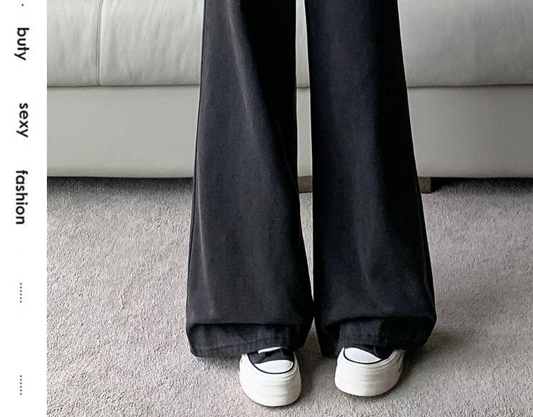 High Waist Washed Wide Leg Jeans (Various Designs) Product Image