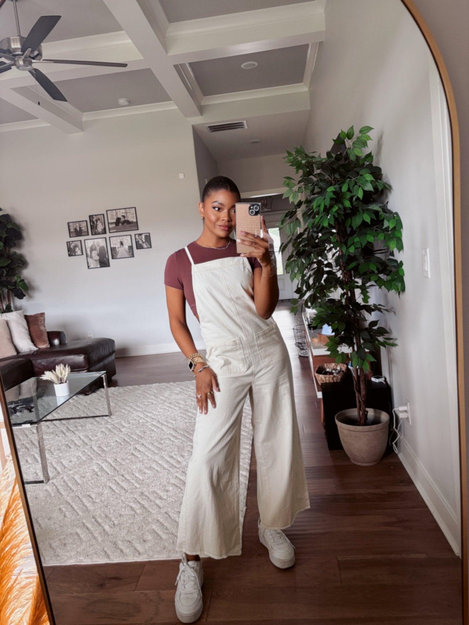 Oatmeal Cotton Denim Overalls Product Image