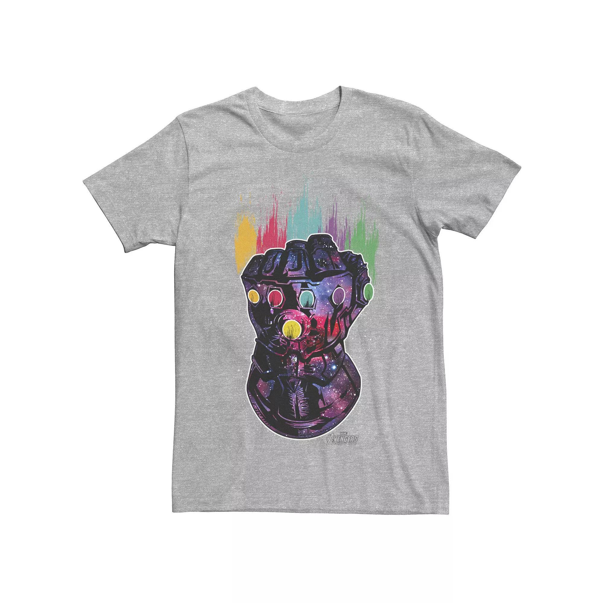 Men's Marvel Infinity War Galaxy Paint Gauntlet Graphic Tee, Size: Small, Athletic Grey Product Image