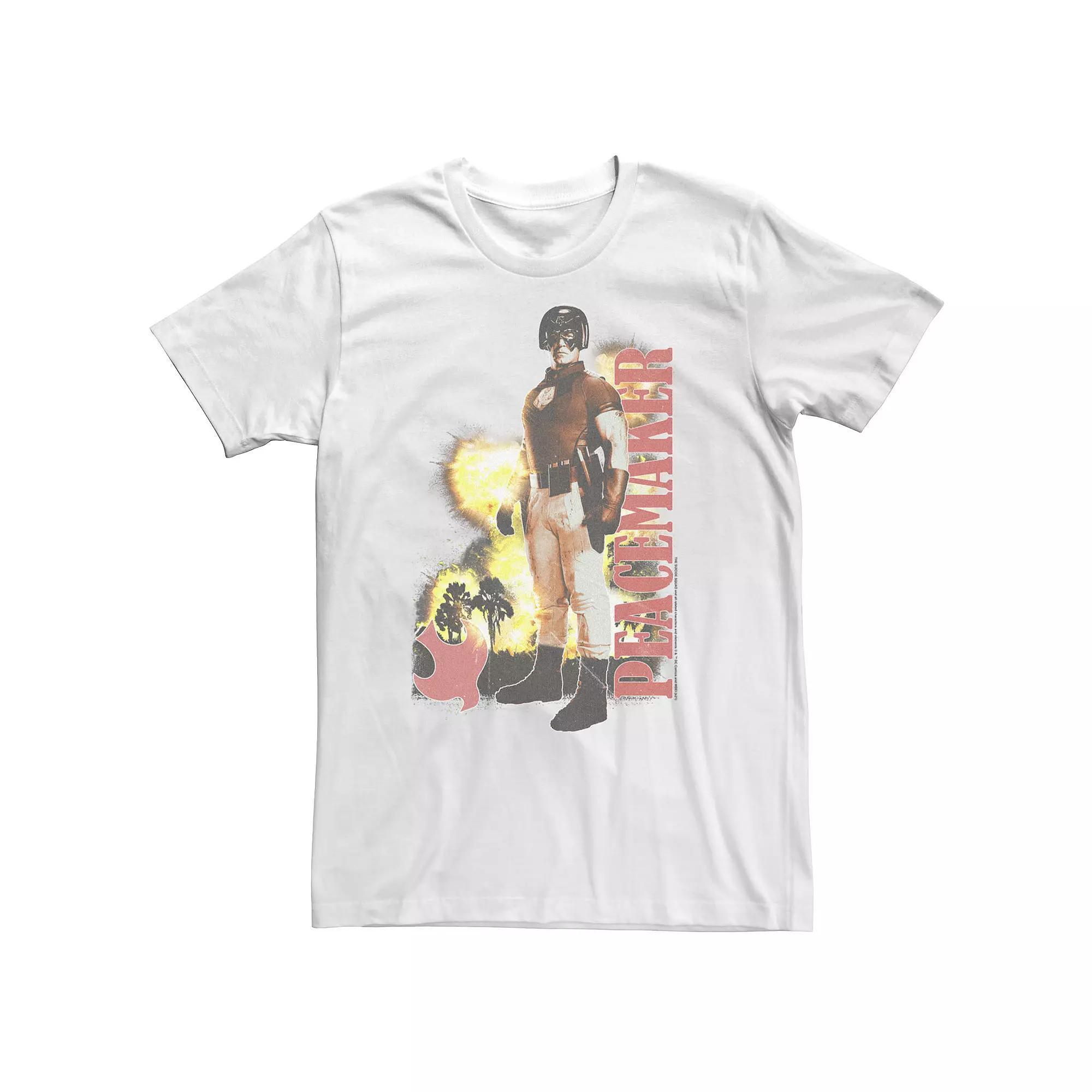 Big & Tall DC Comics The Suicide Squad Peacemaker Explosion Logo Tee, Men's, Size: 3XL Tall, White Product Image