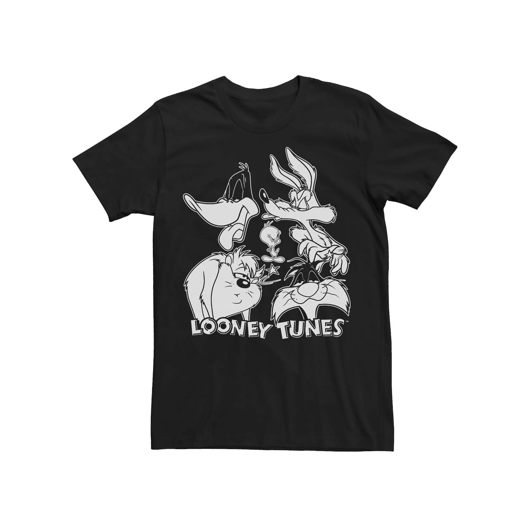 Men's Looney Tunes Looney Faces Black And White Big Face Tee, Size: 3XL Product Image