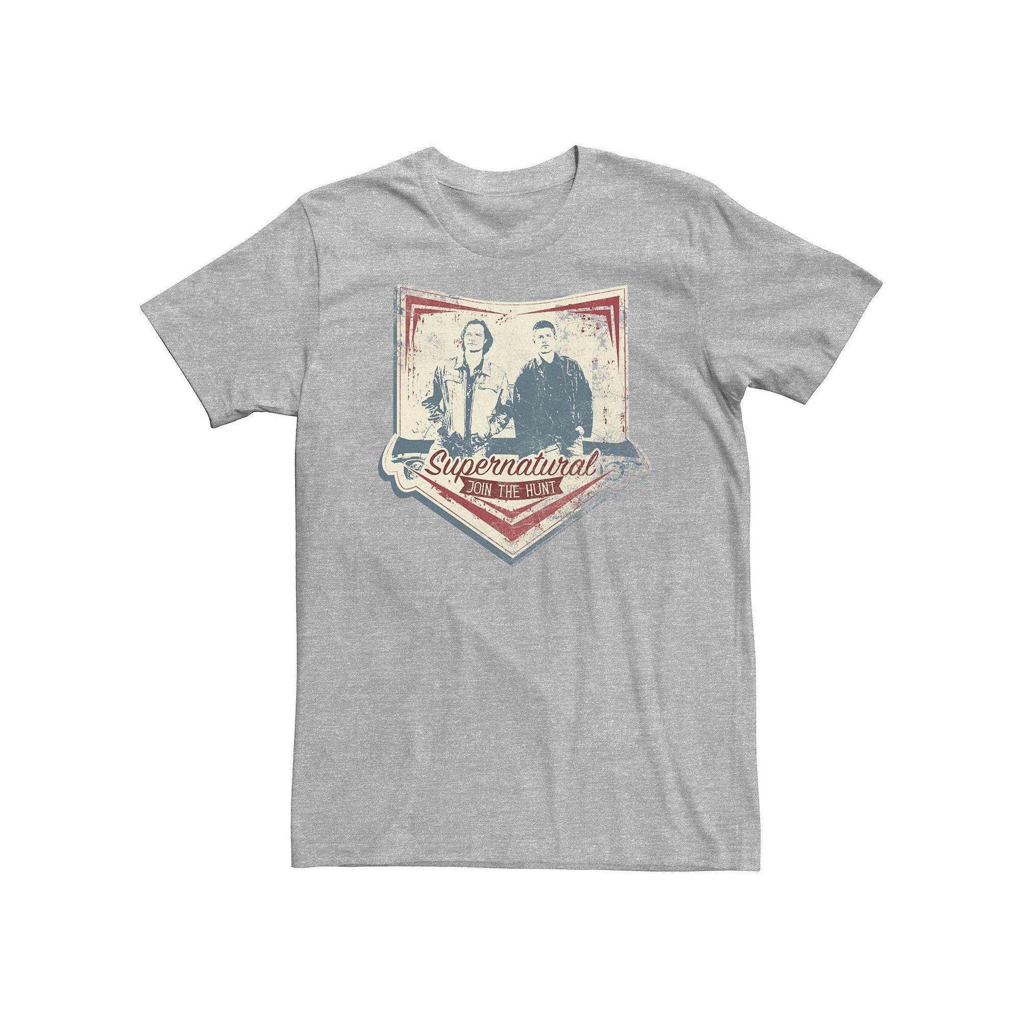 Big & Tall Supernatural Join The Hunt Rustic Portrait Badge Tee, Men's, Size: 4XLT, Athletic Grey Product Image